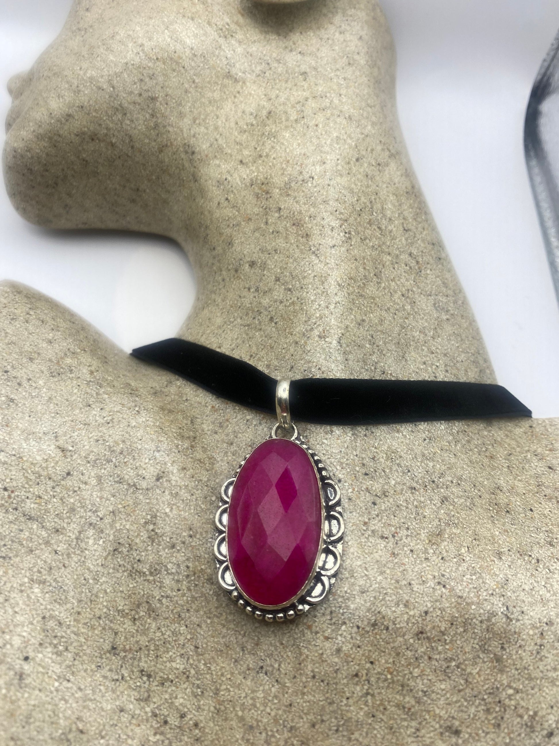 Vintage Antique Pink Raw Ruby Choker Necklace