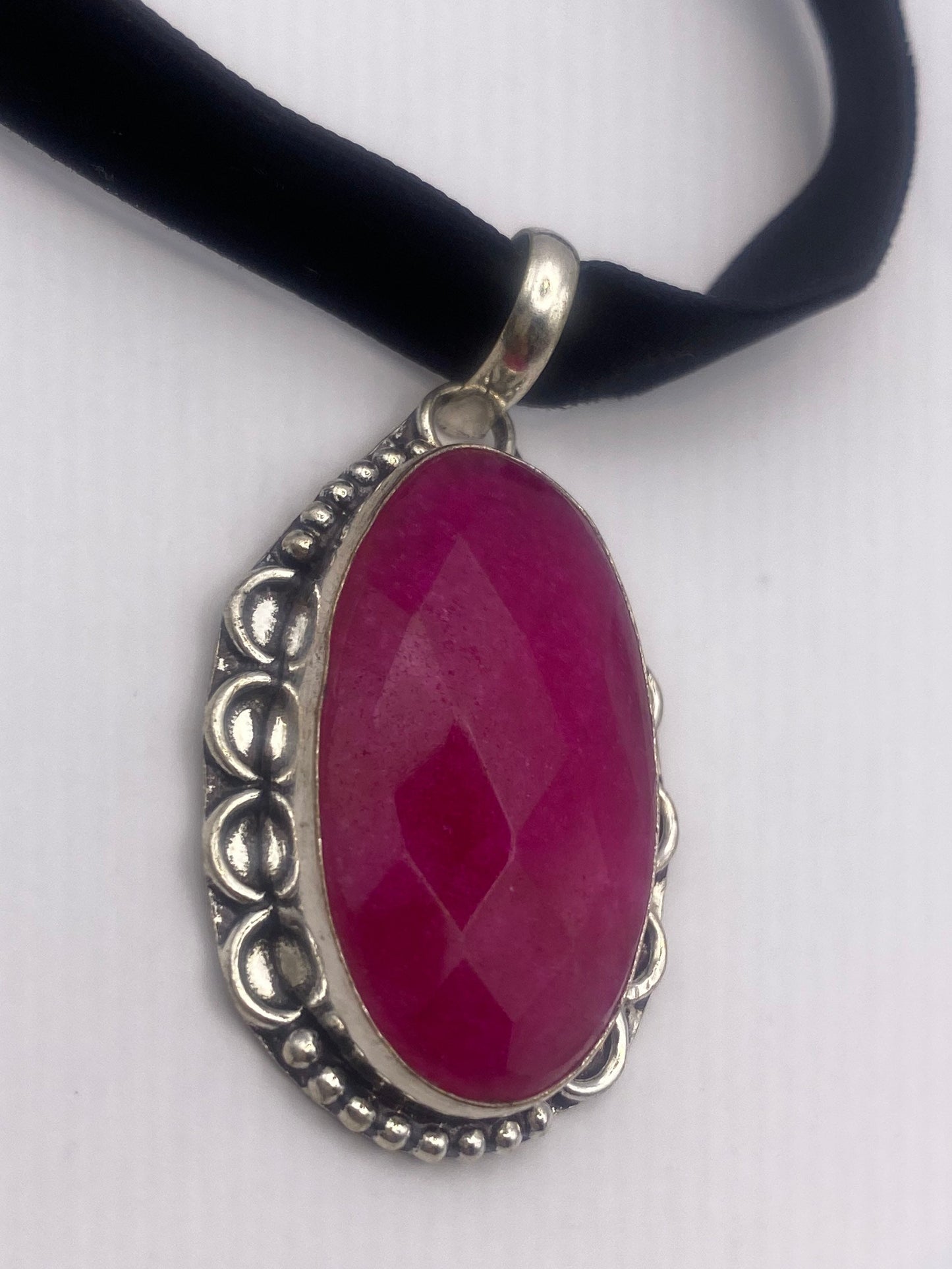 Vintage Antique Pink Raw Ruby Choker Necklace