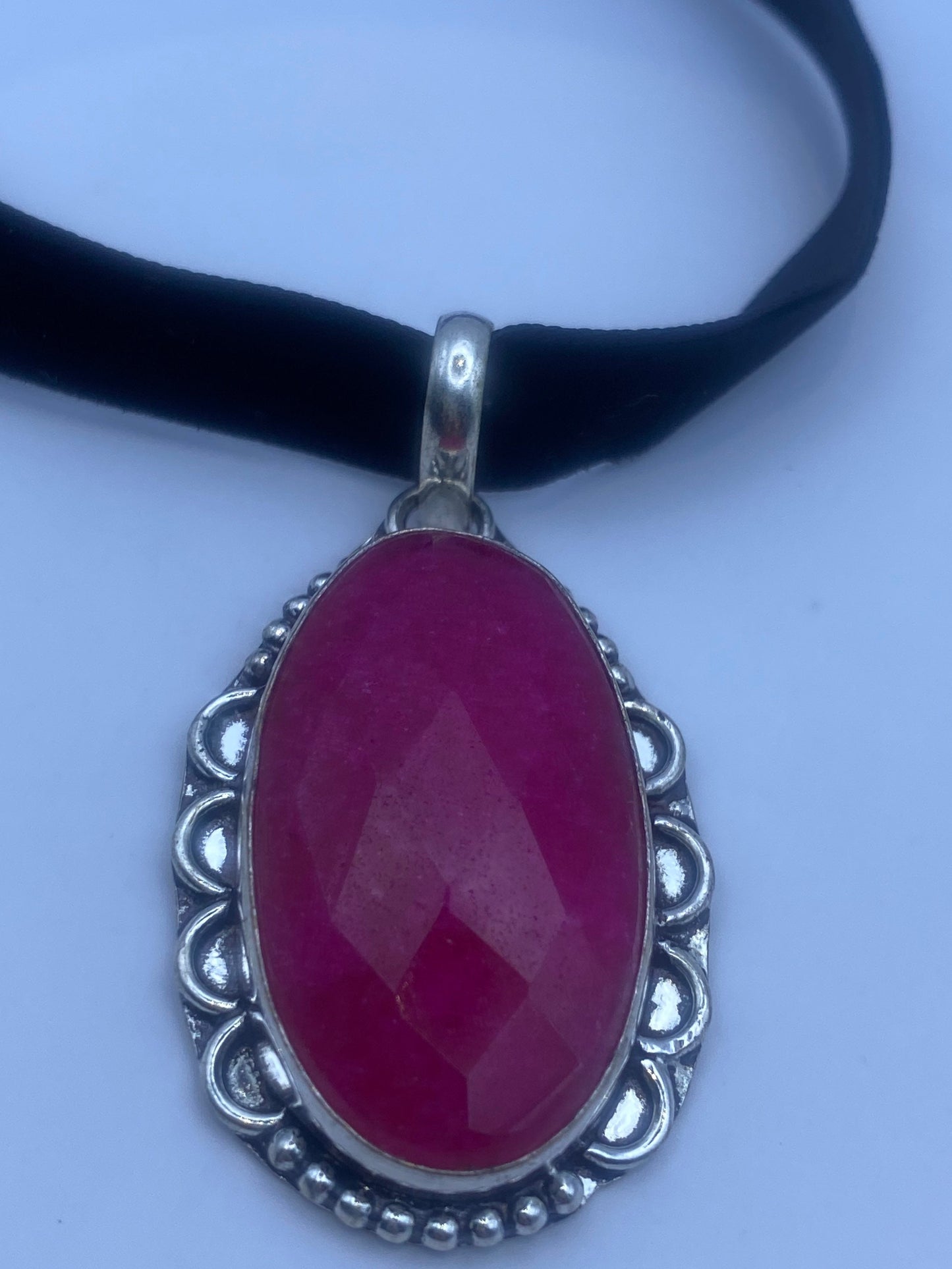 Vintage Antique Pink Raw Ruby Choker Necklace