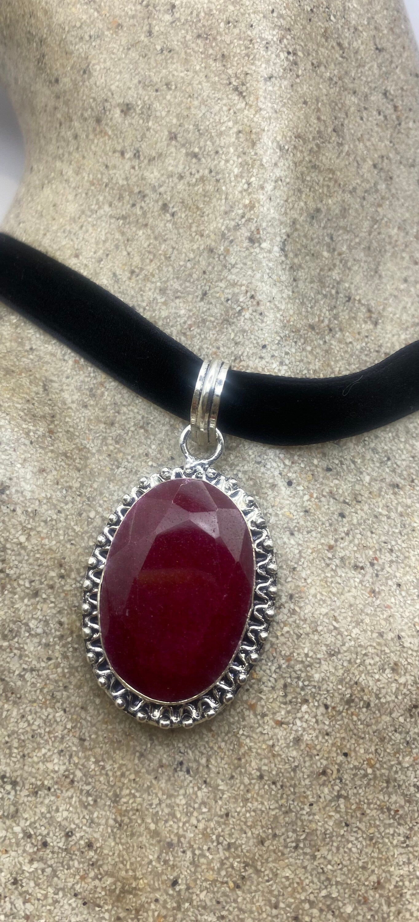 Vintage Antique Pink Raw Ruby Choker Necklace