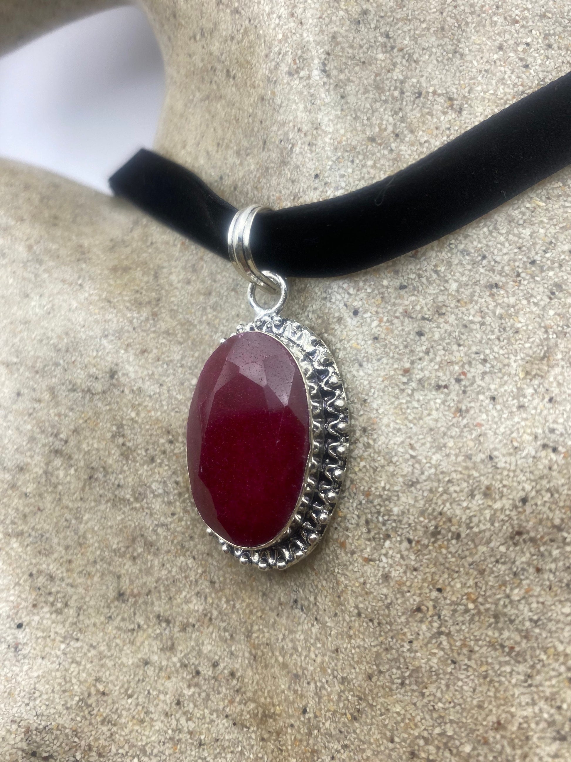 Vintage Antique Pink Raw Ruby Choker Necklace