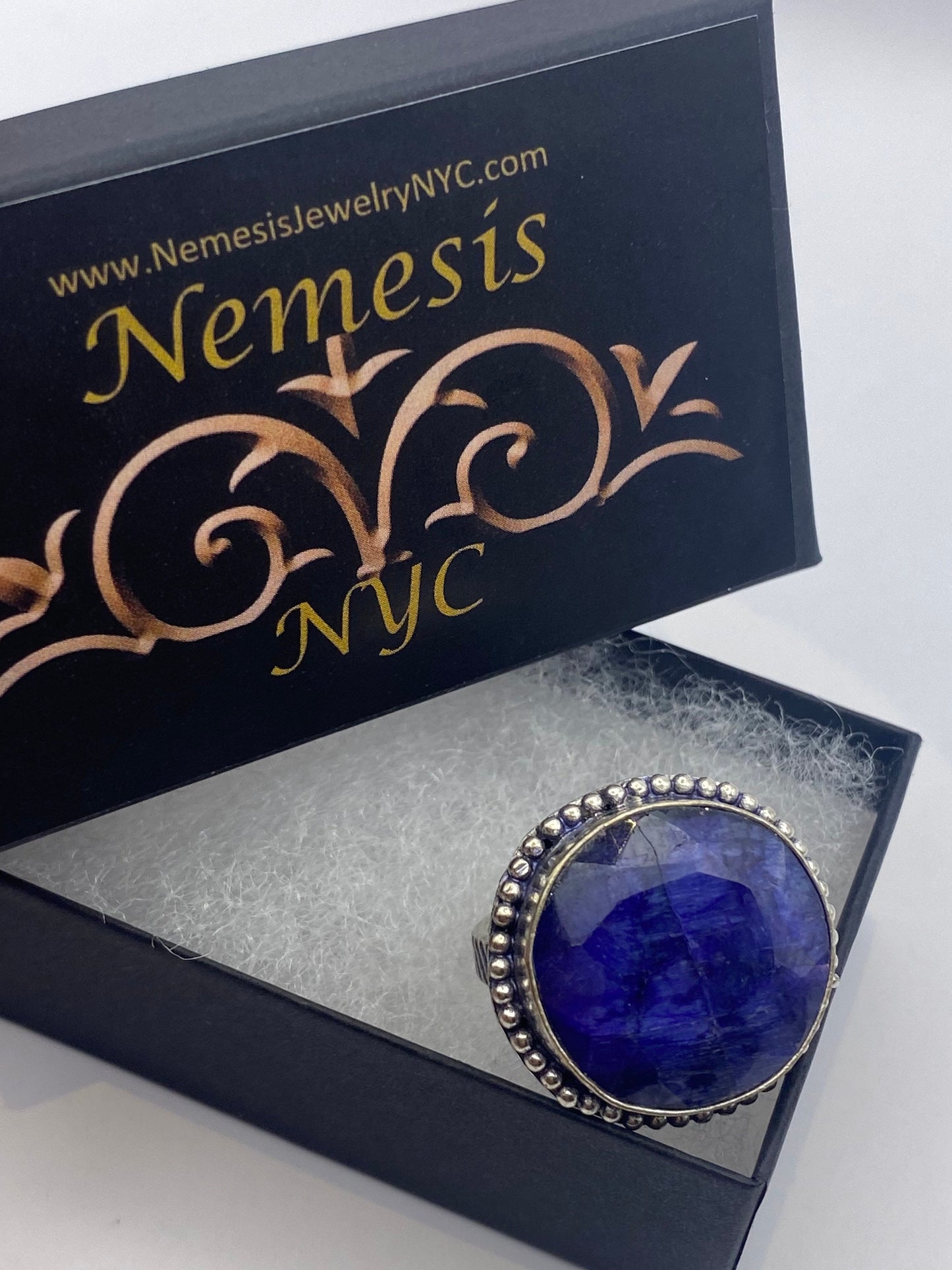 Vintage Blue Raw Sapphire Ring Boho Statement