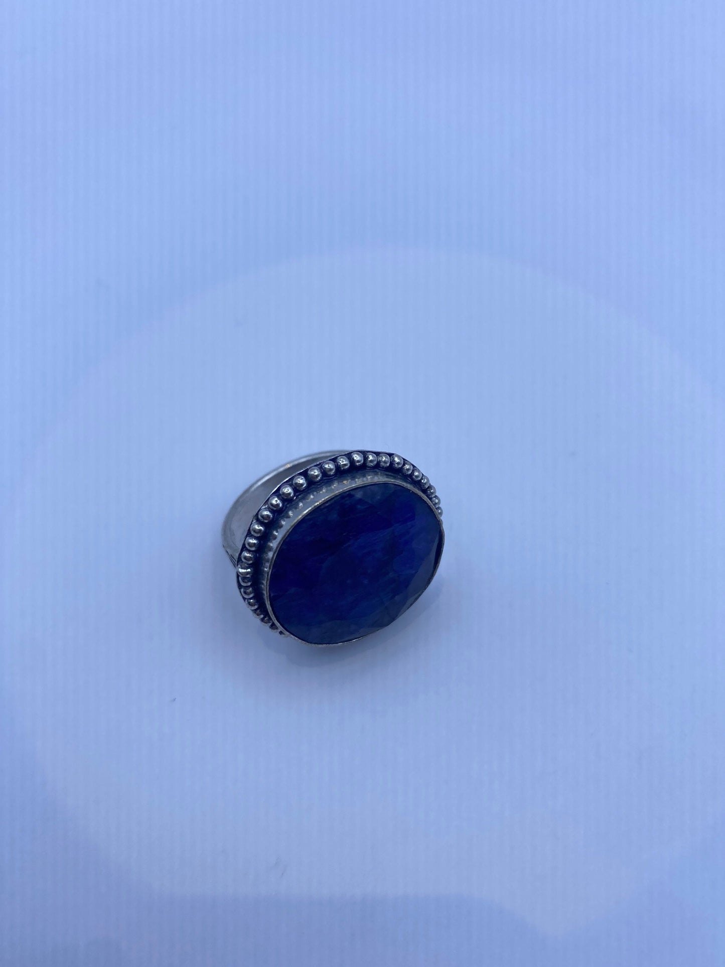 Vintage Blue Raw Sapphire Ring Boho Statement