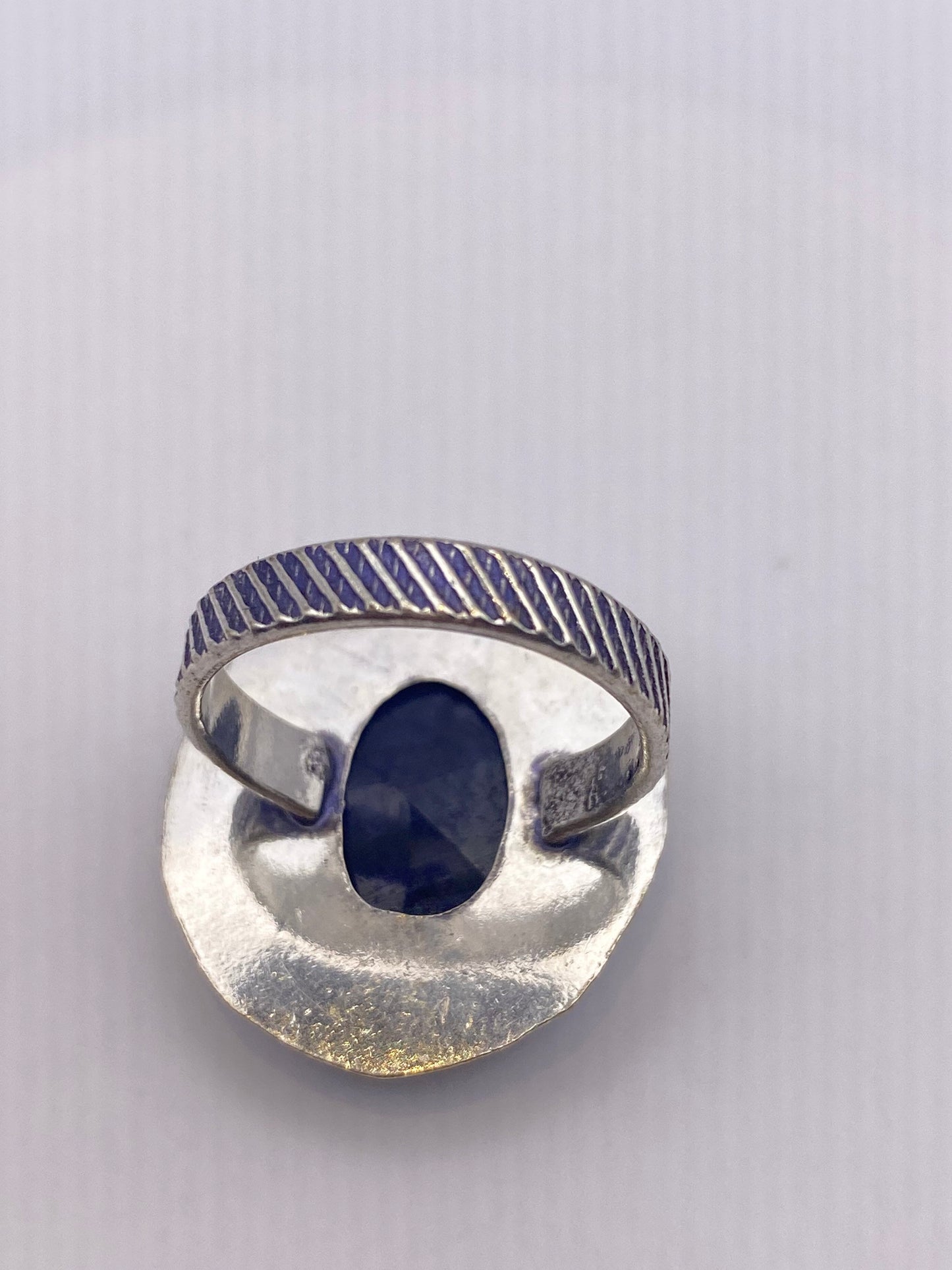 Vintage Blue Raw Sapphire Ring Boho Statement