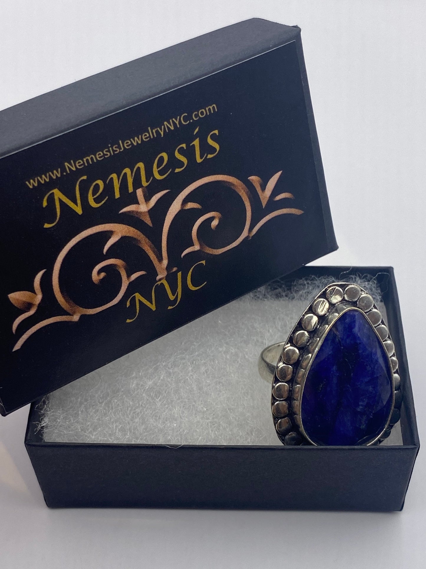 Vintage Blue Raw Sapphire Ring Boho Statement