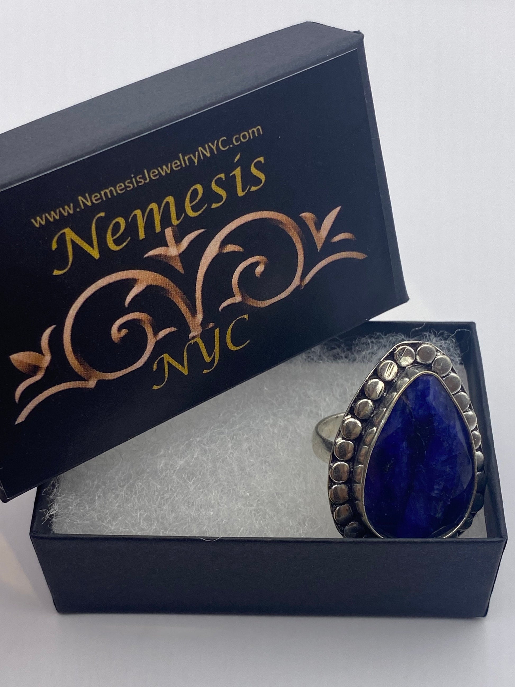 Vintage Blue Raw Sapphire Ring Boho Statement