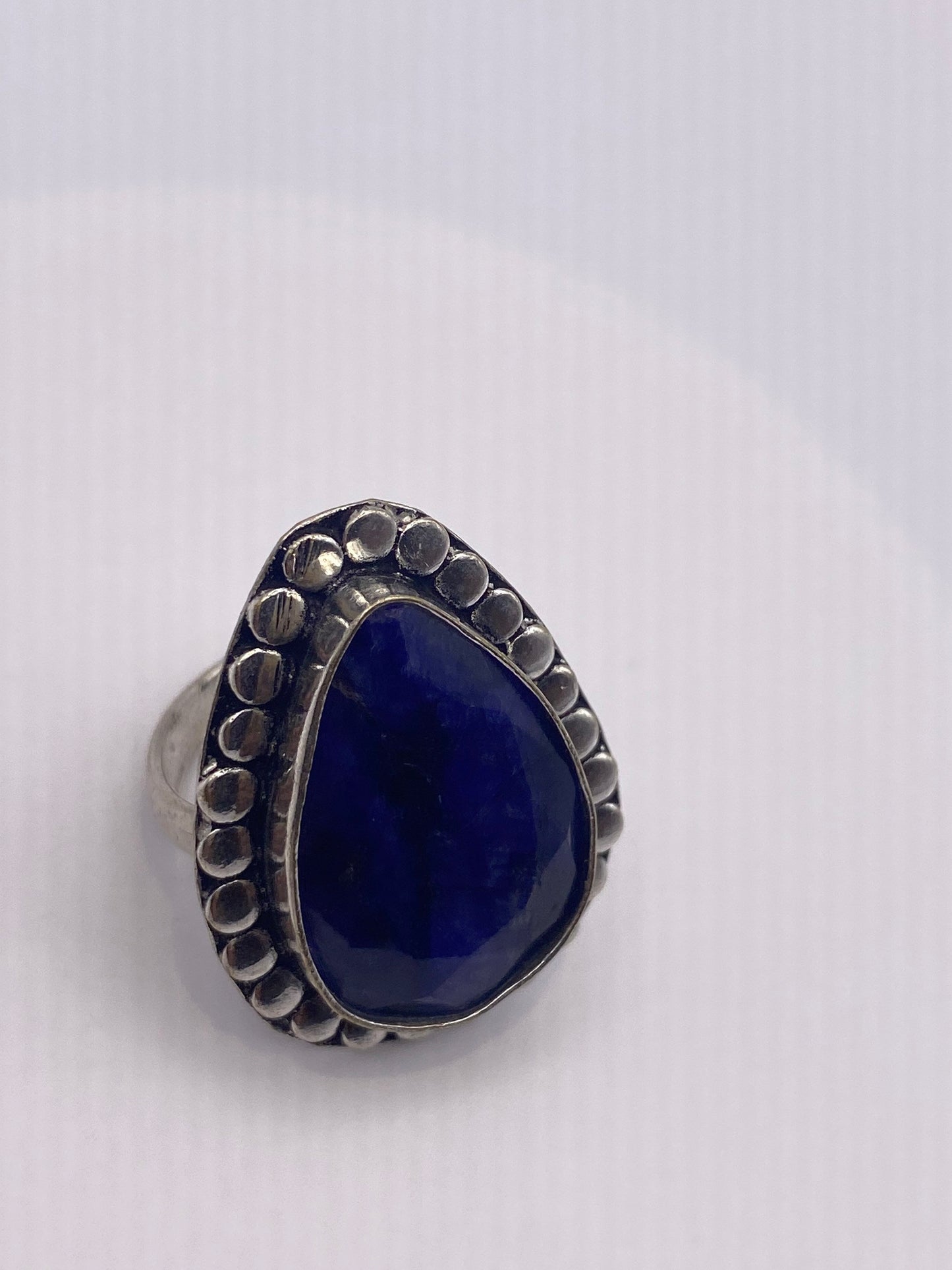 Vintage Blue Raw Sapphire Ring Boho Statement