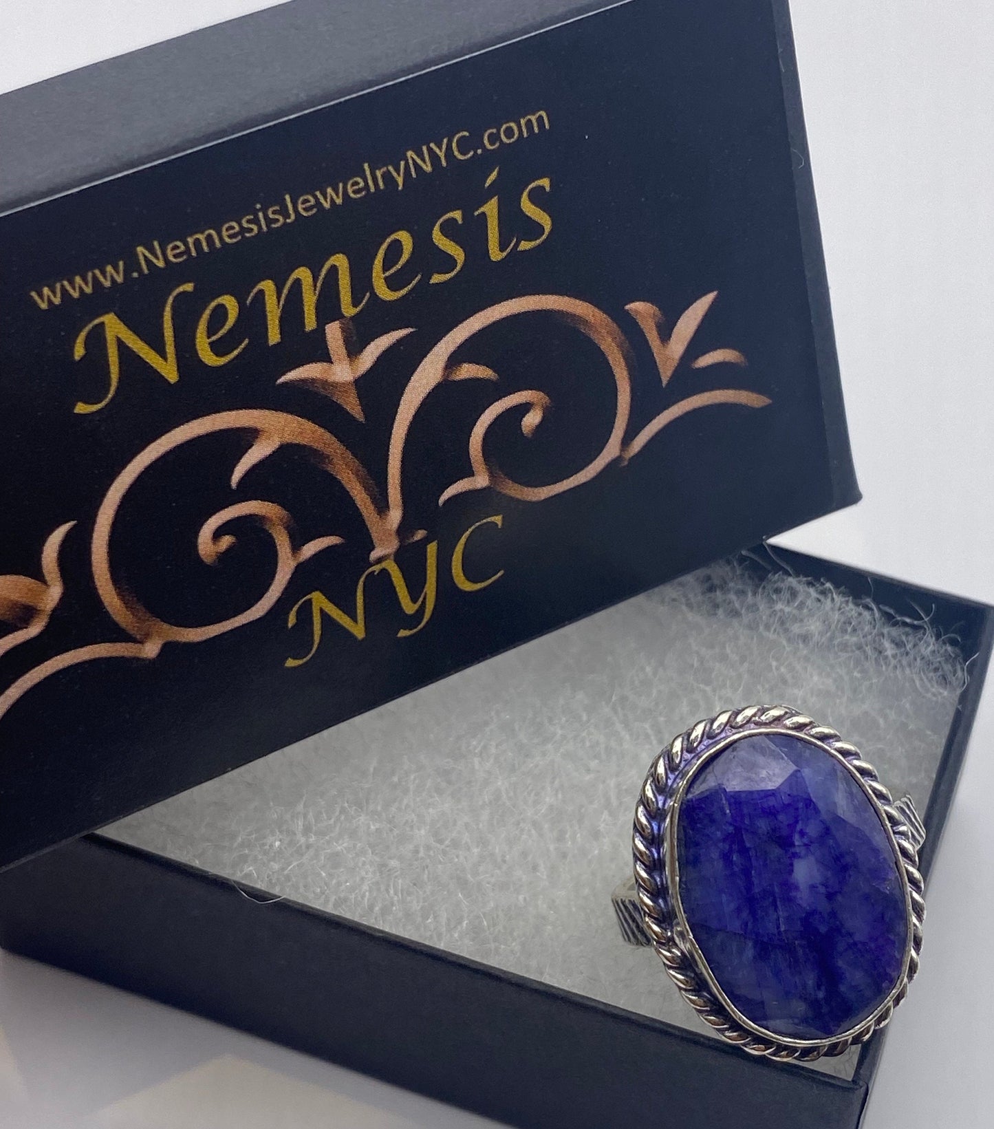 Vintage Blue Raw Sapphire Ring Boho Statement