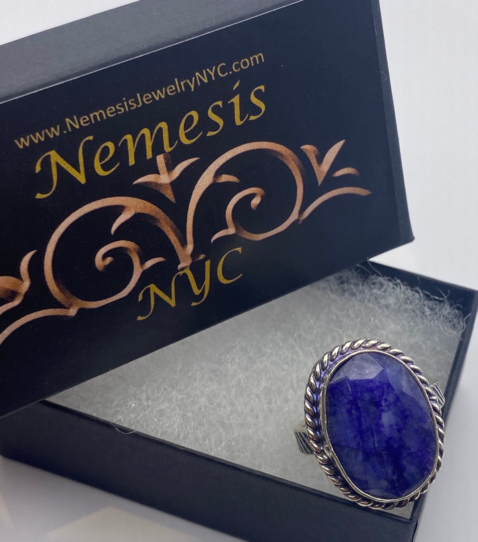 Vintage Blue Raw Sapphire Ring Boho Statement