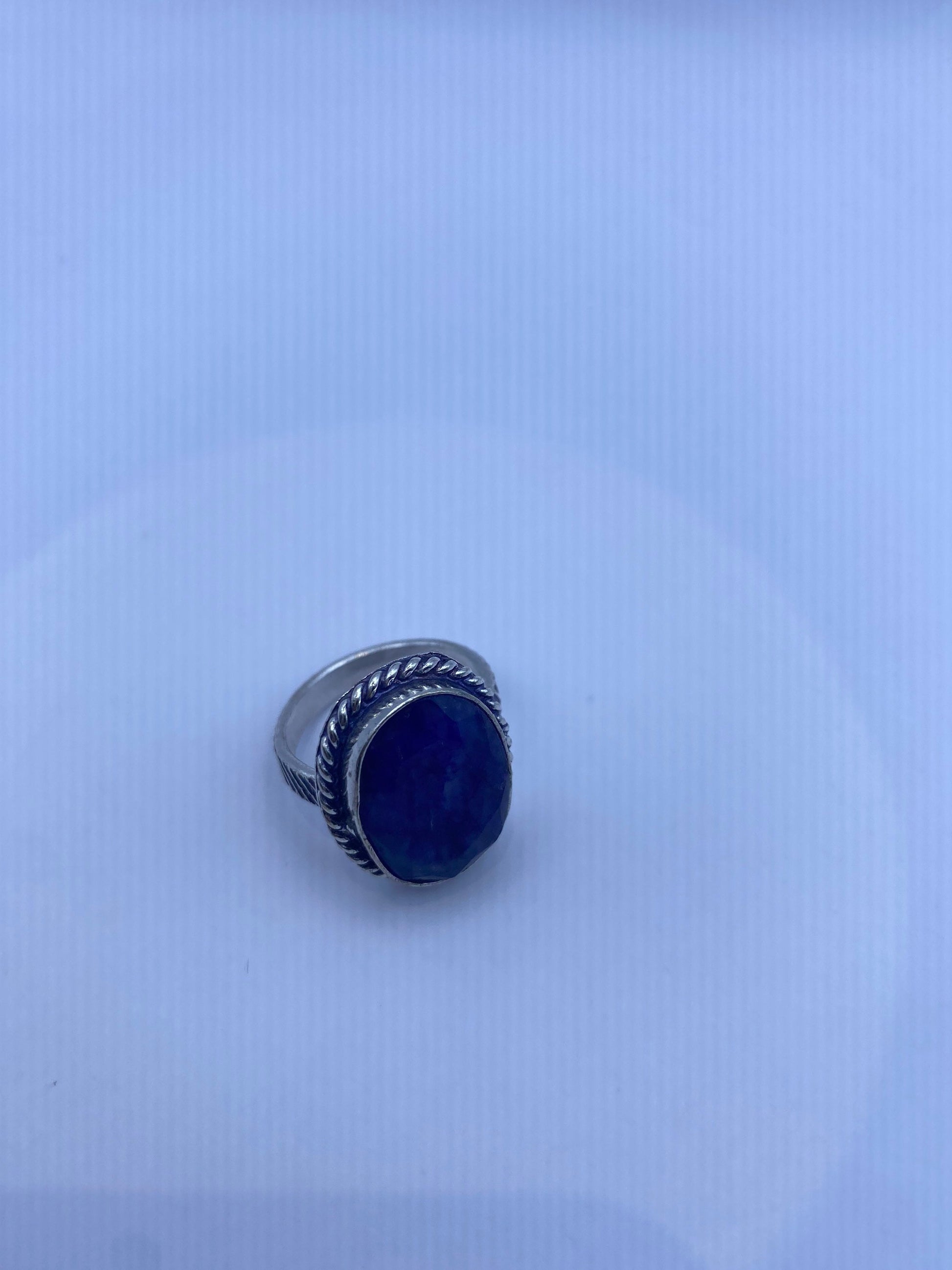 Vintage Blue Raw Sapphire Ring Boho Statement