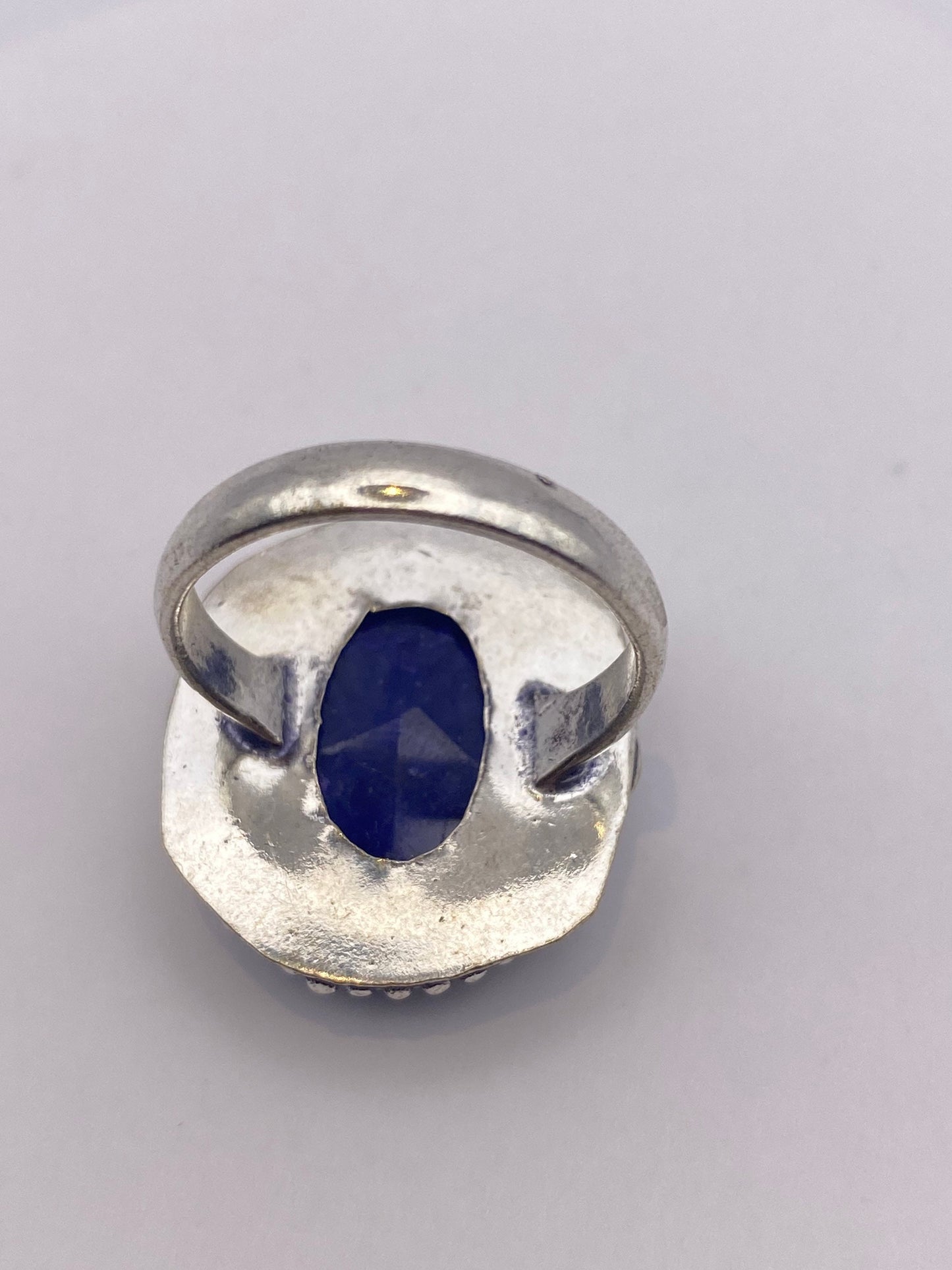Vintage Blue Raw Sapphire Ring Boho Statement