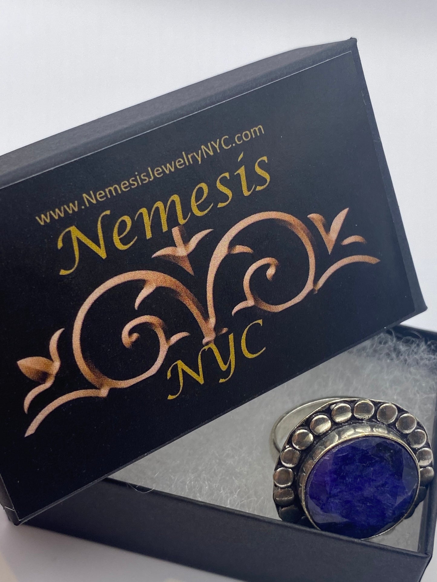 Vintage Blue Raw Sapphire Ring Boho Statement