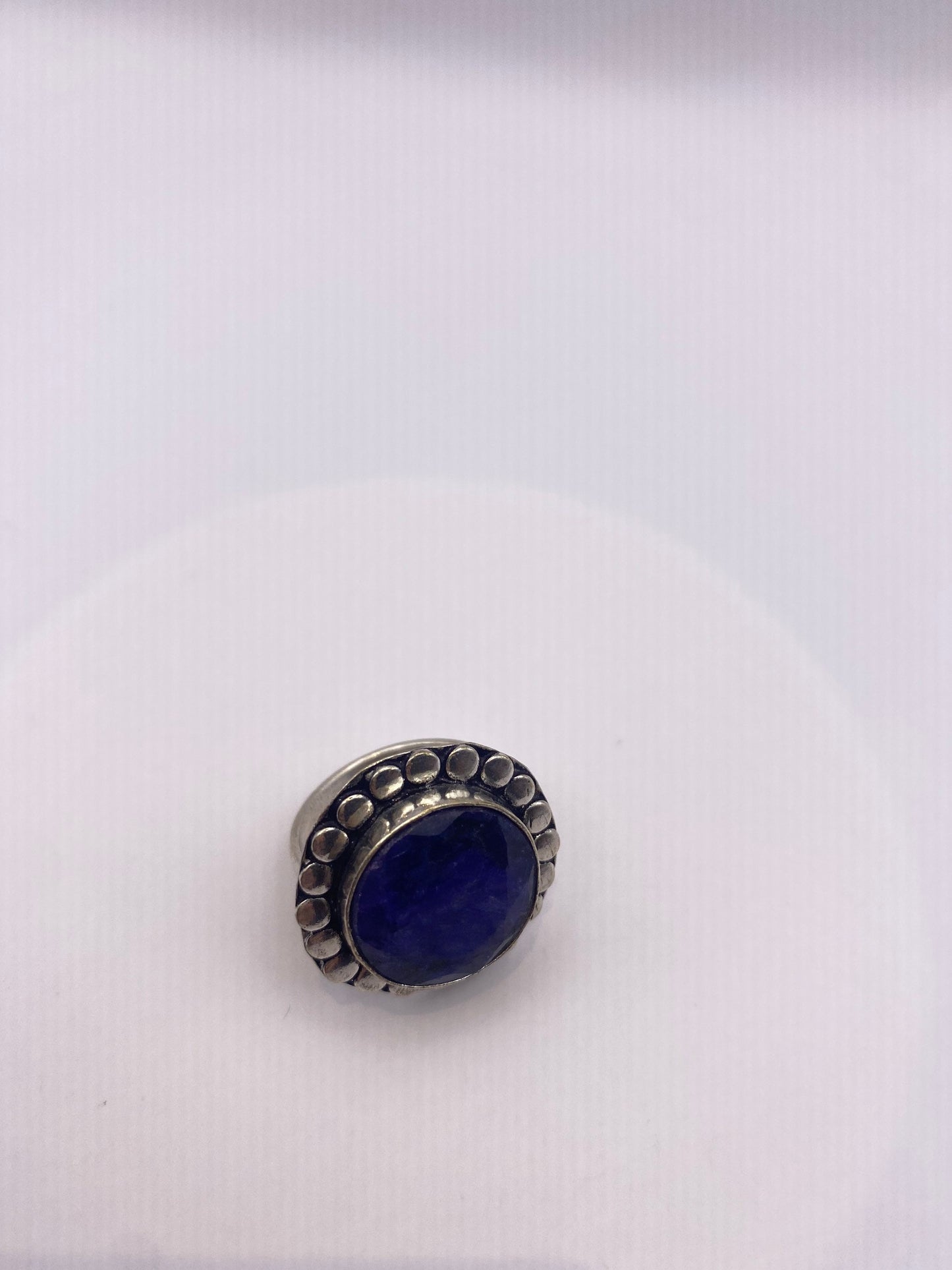 Vintage Blue Raw Sapphire Ring Boho Statement
