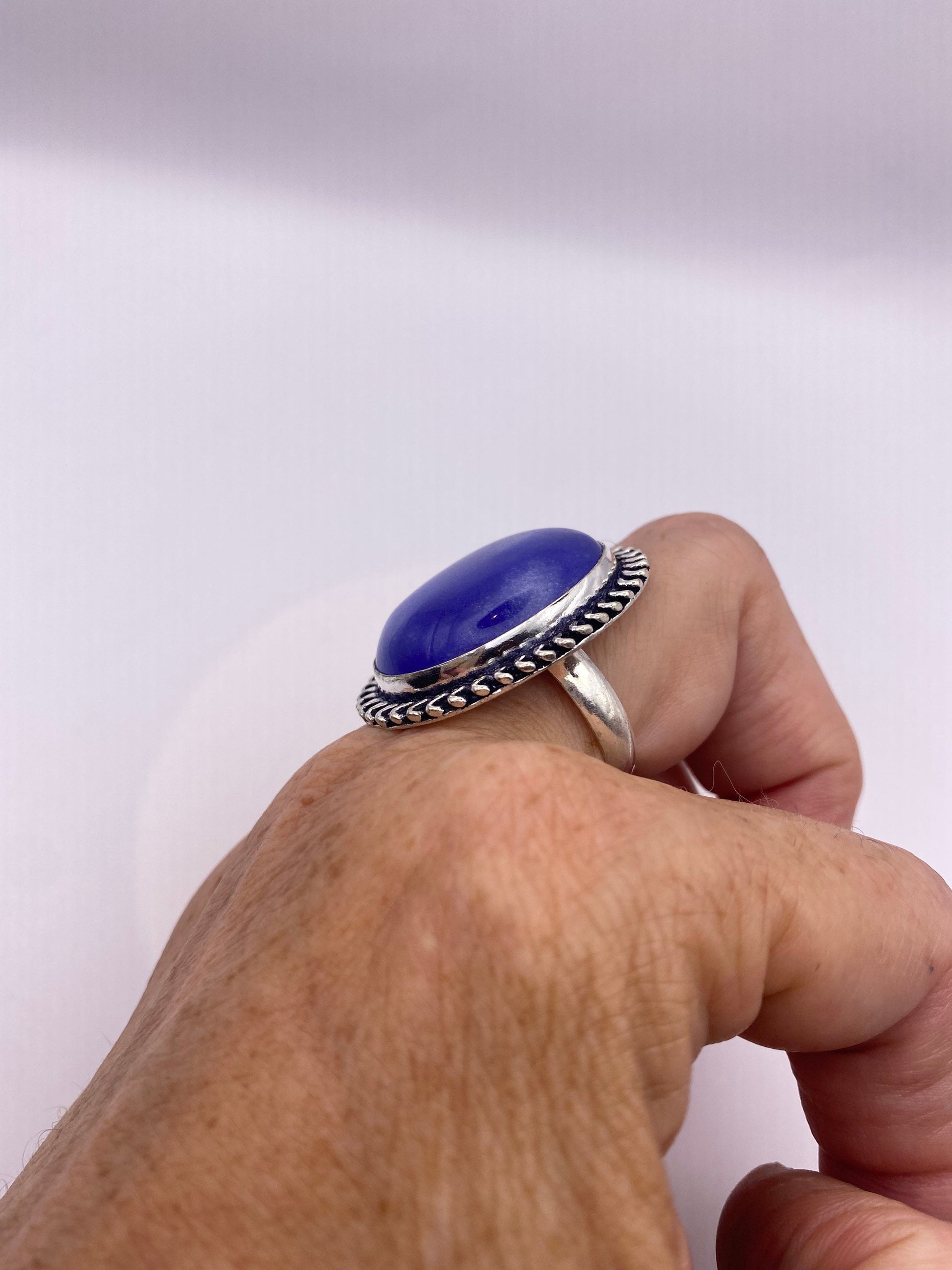 Vintage Blue Raw Sapphire Ring Boho Statement