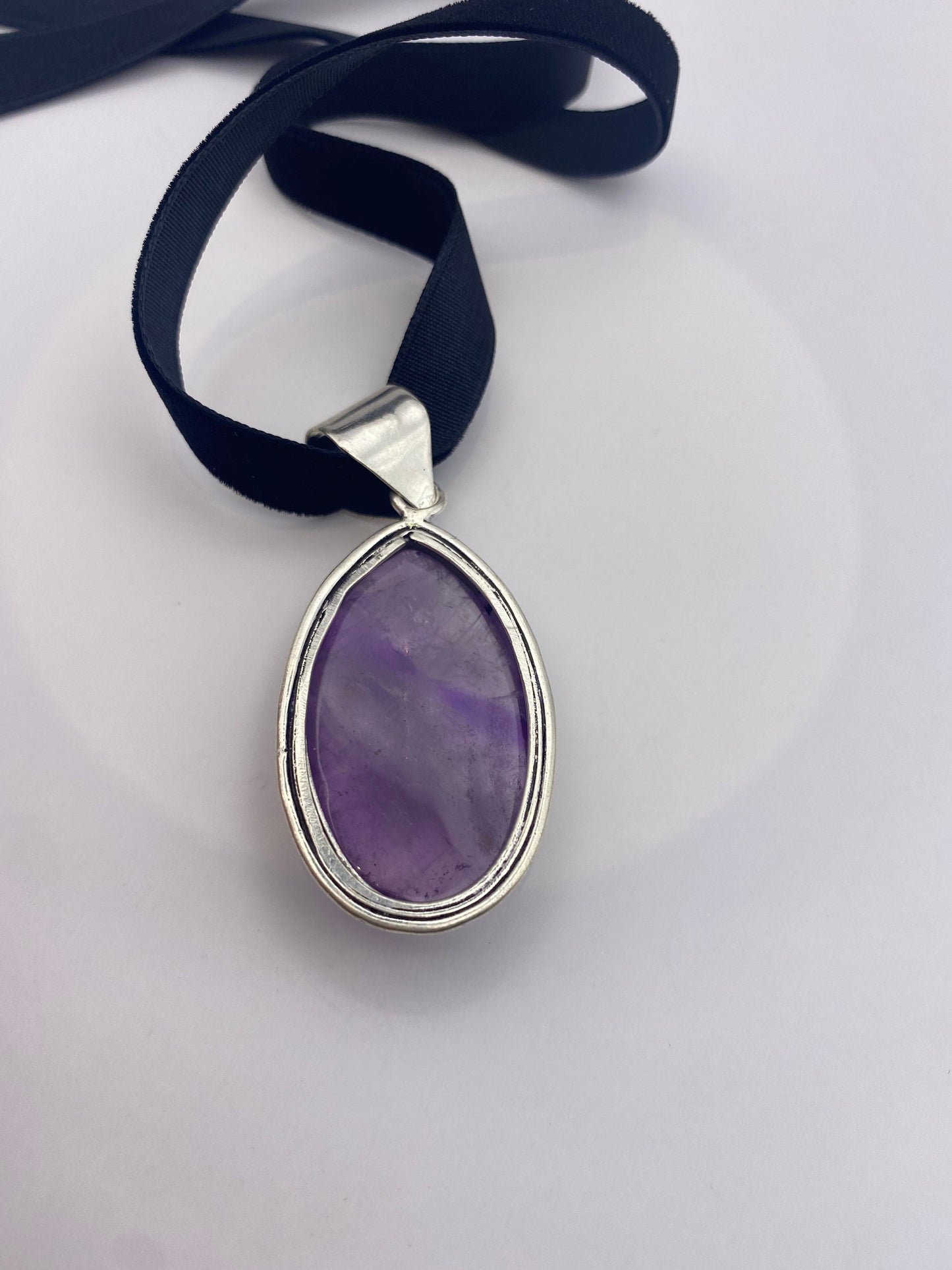 Vintage Amethyst Choker Necklace Bohemian Cabochon Purple Genuine