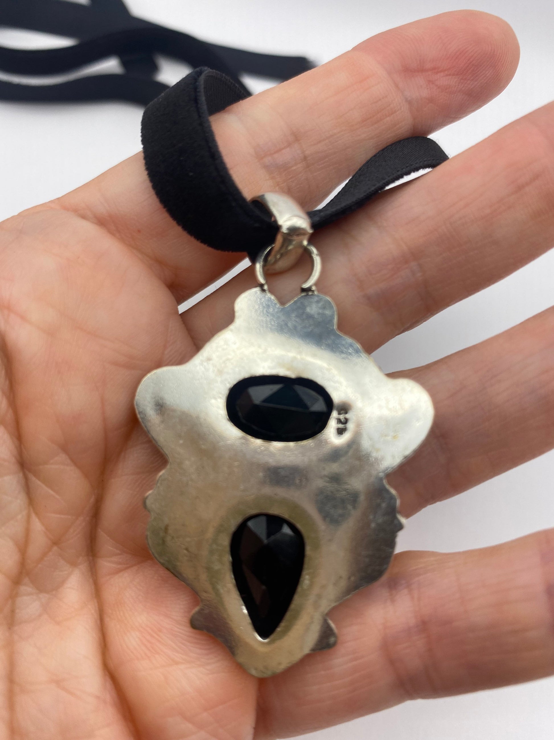 Vintage Black Onyx Choker Pendant Necklace