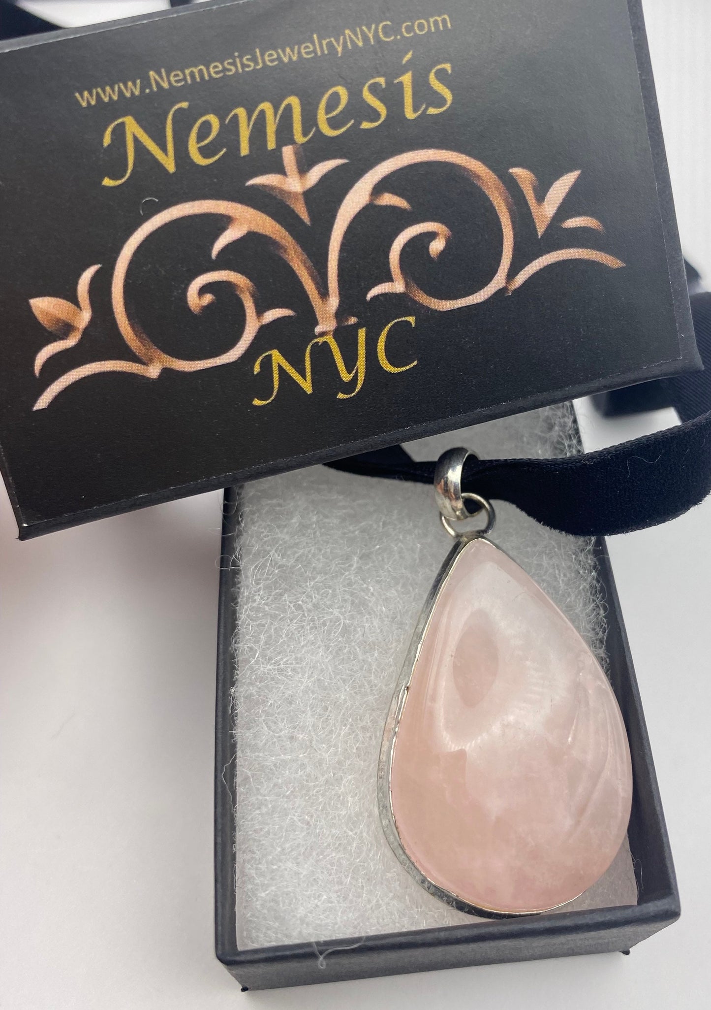 Vintage Handmade Silver Finish Rose Quartz Cross Choker Pendant