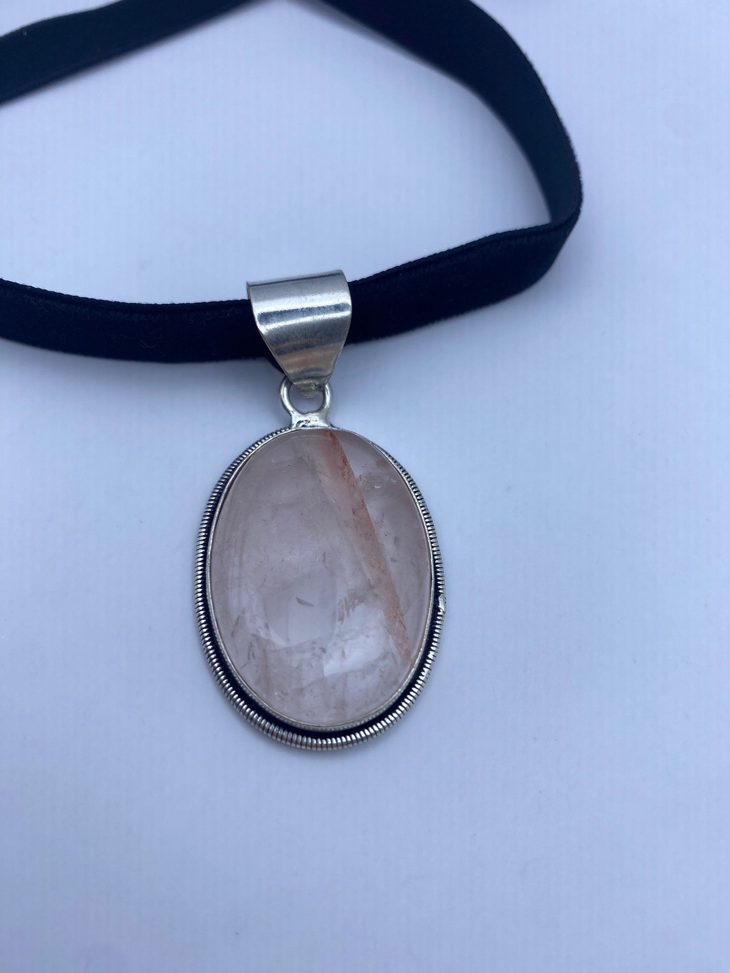 Vintage Rose Quartz Choker Pendant