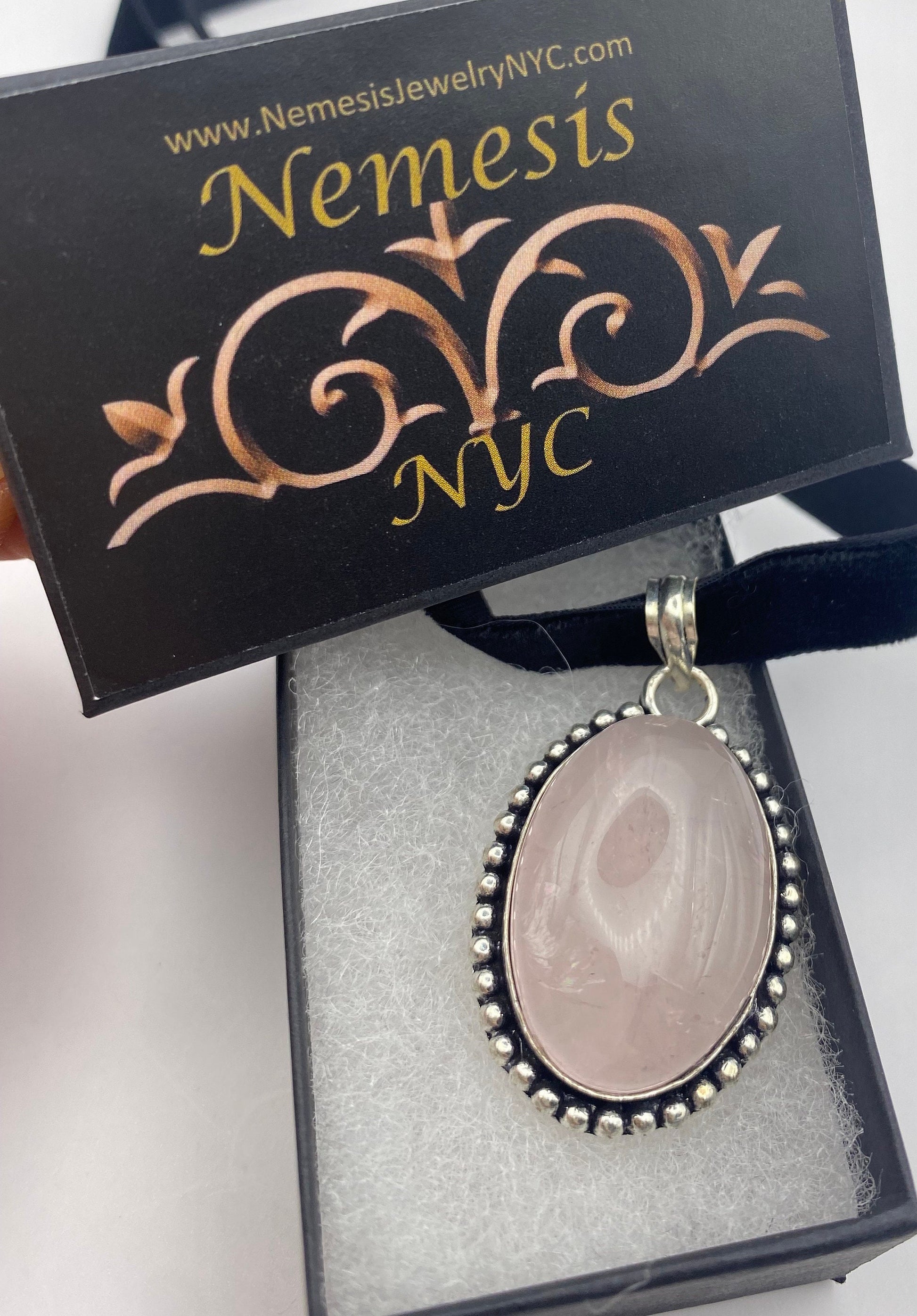 Vintage Rose Quartz Choker Pendant