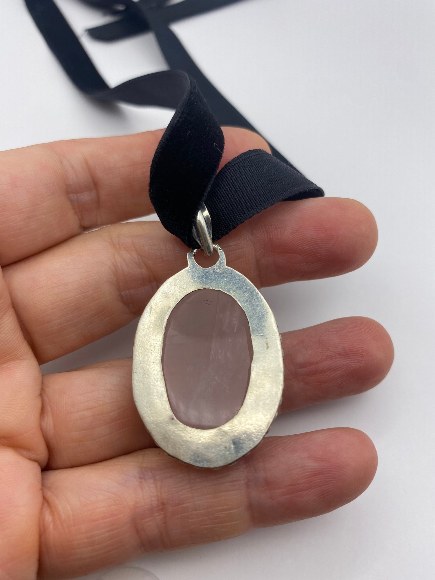 Vintage Rose Quartz Choker Pendant