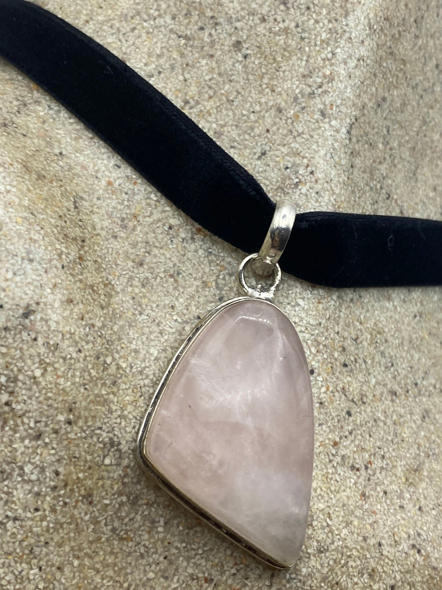 Vintage Rose Quartz Choker Pendant