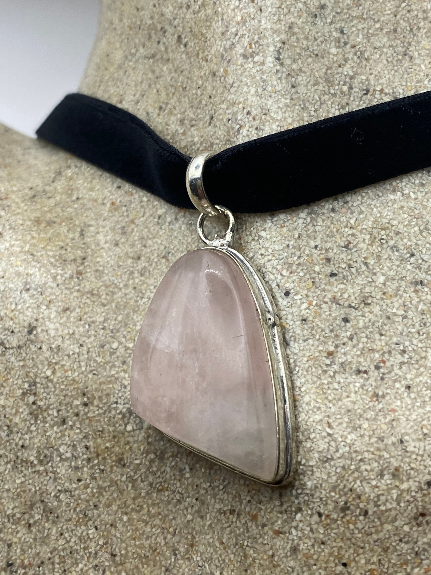 Vintage Rose Quartz Choker Pendant