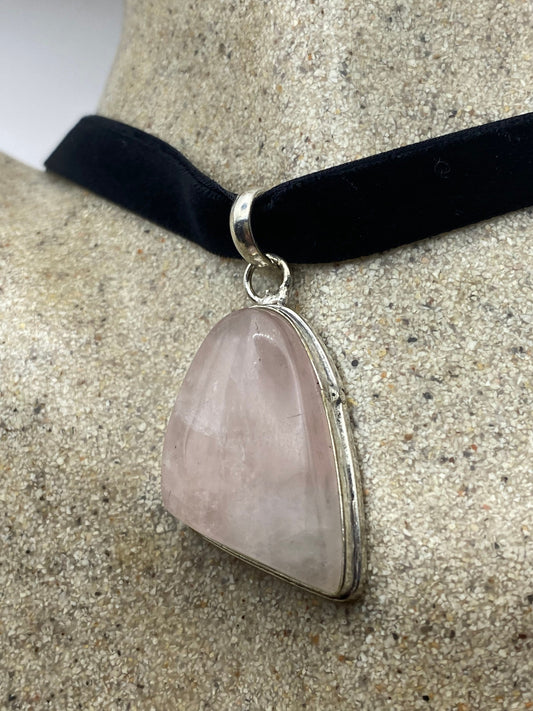 Vintage Rose Quartz Choker Pendant