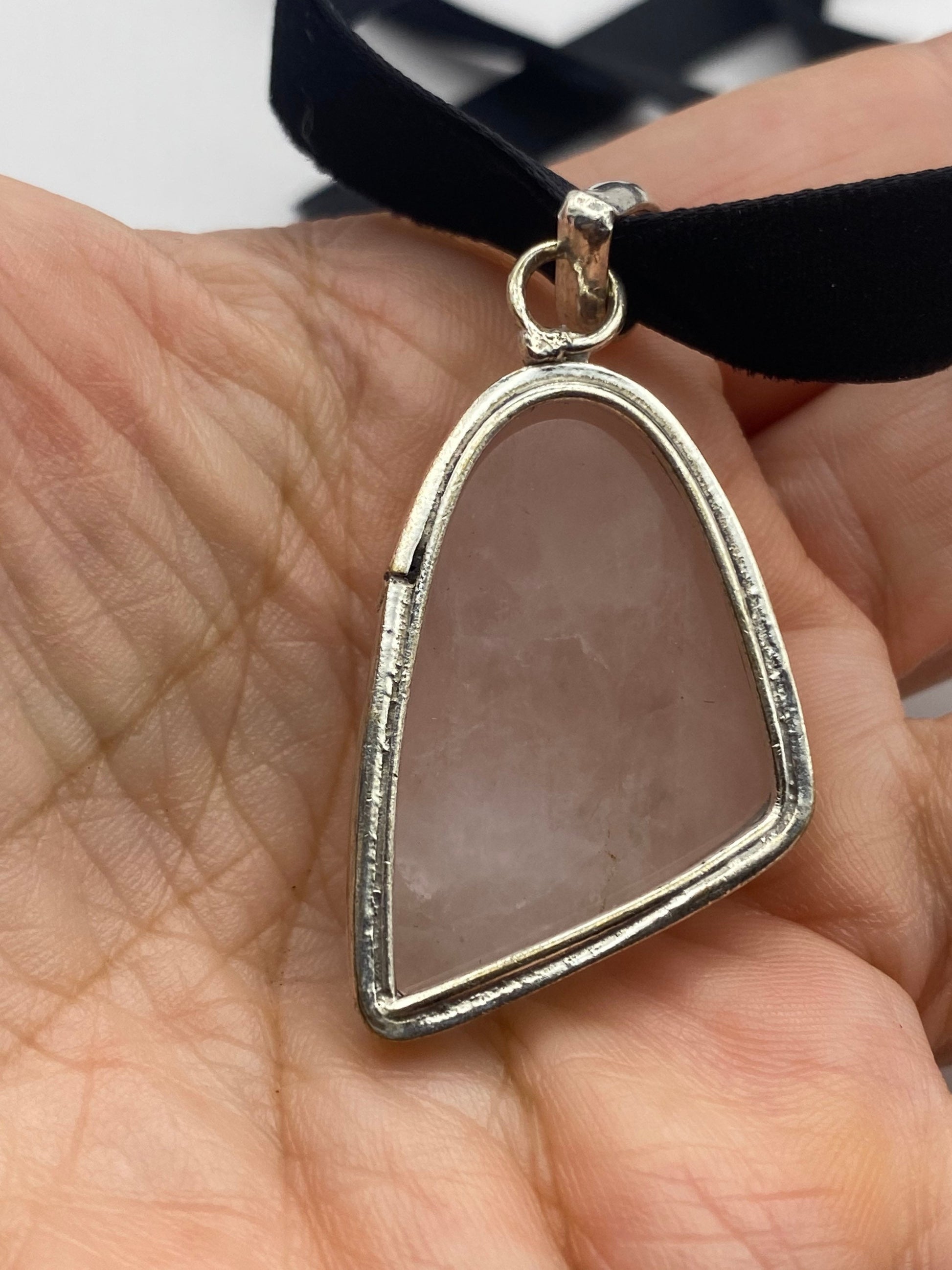Vintage Rose Quartz Choker Pendant