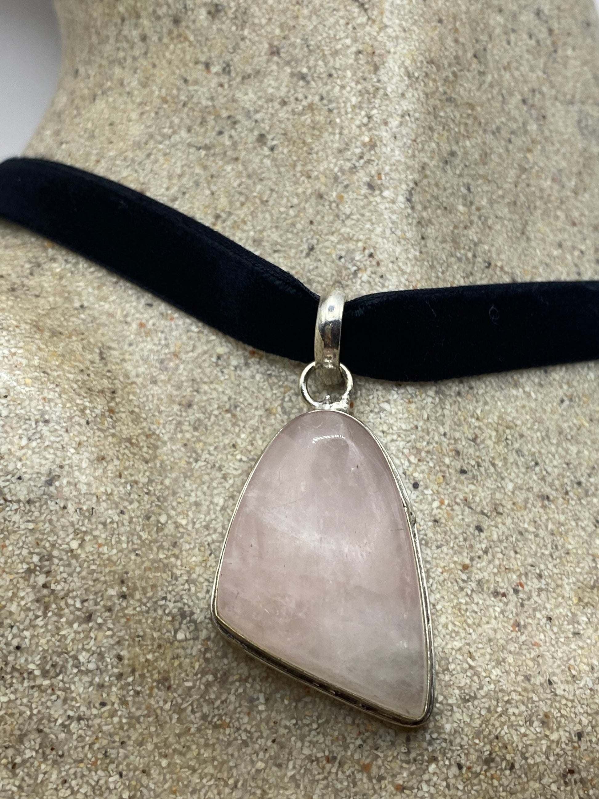 Vintage Rose Quartz Choker Pendant