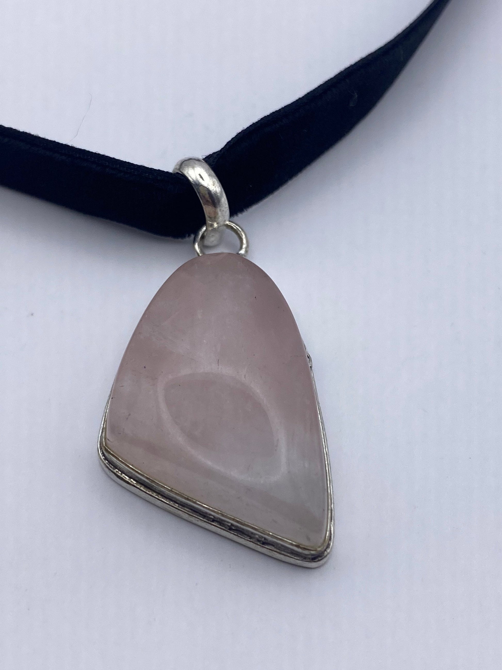 Vintage Rose Quartz Choker Pendant