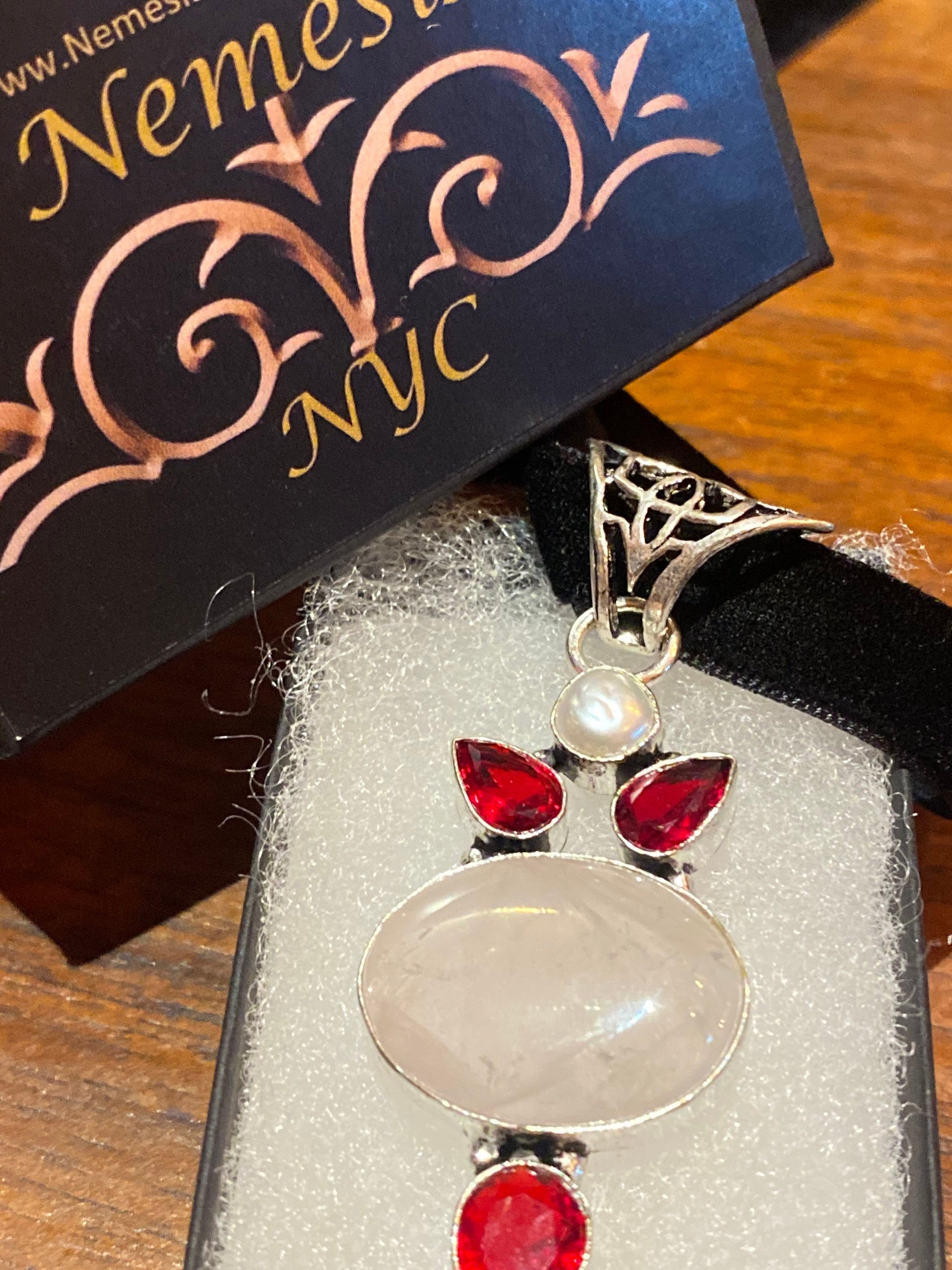 Vintage Rose Quartz Choker Pendant