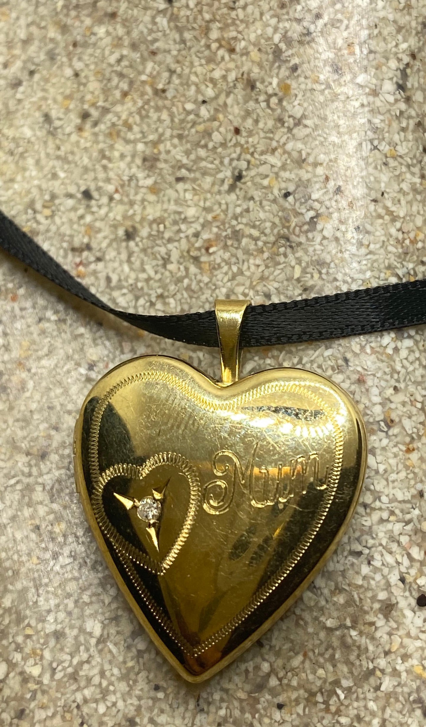 Vintage Heart Locket Choker Gold Filled MOM Necklace