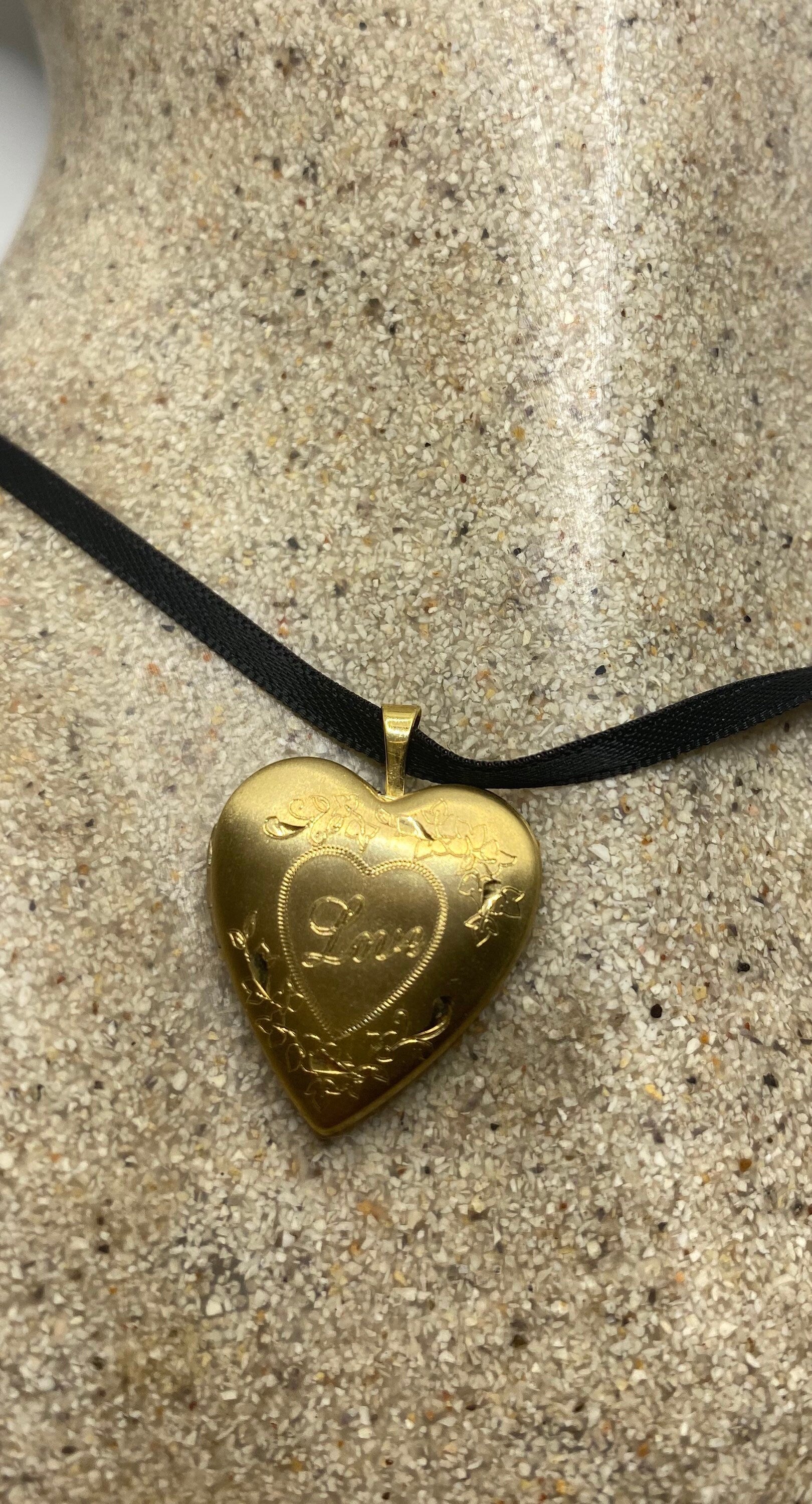 Vintage Heart Locket Choker Gold Filled MOM Necklace