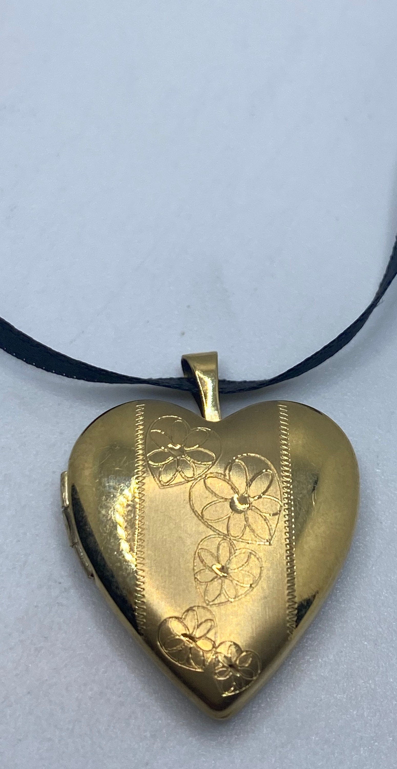 Vintage Heart Locket Choker Gold Filled MOM Necklace