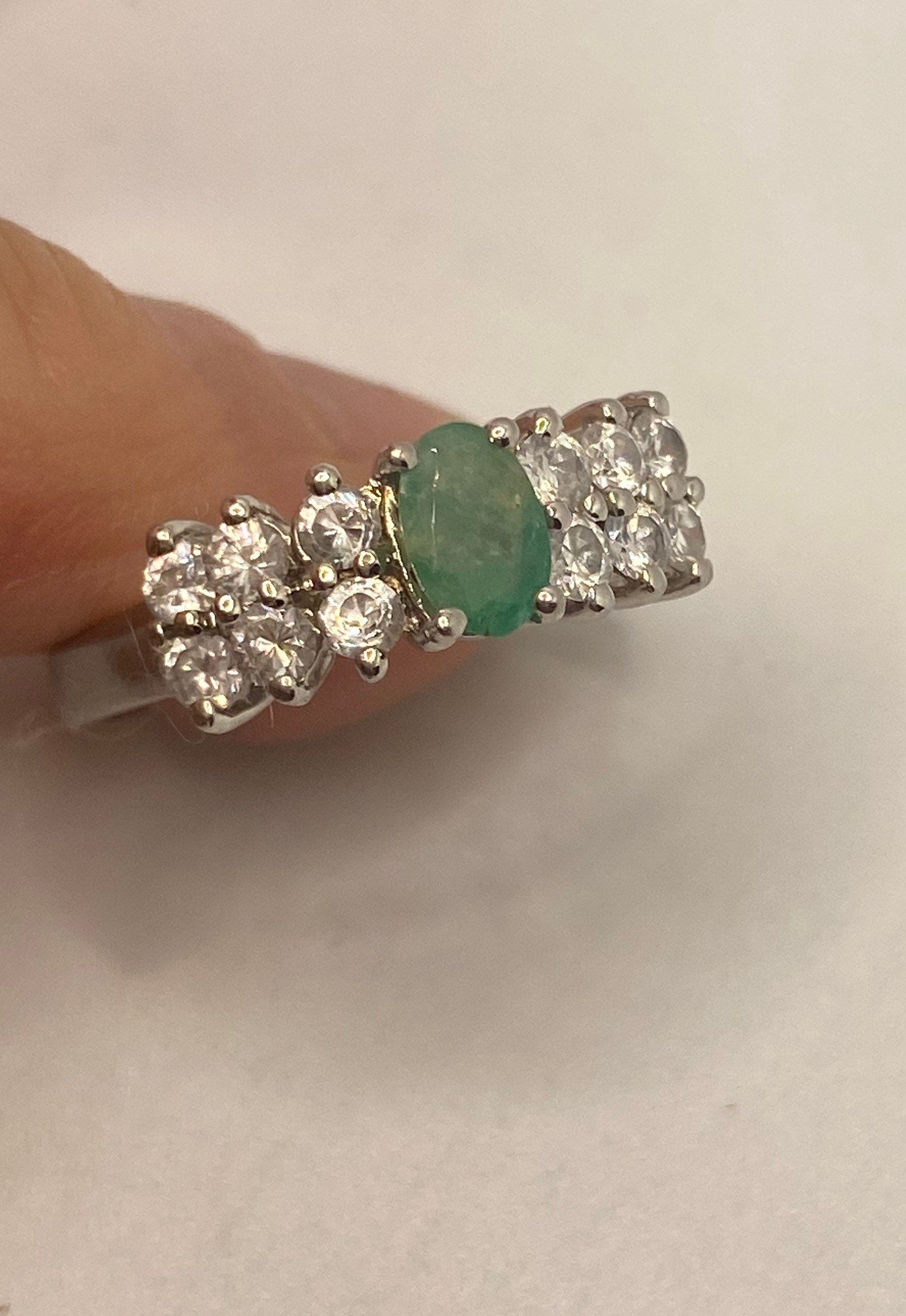 Vintage Handmade Genuine Green Emerald Setting 925 Sterling Silver Gothic Ring