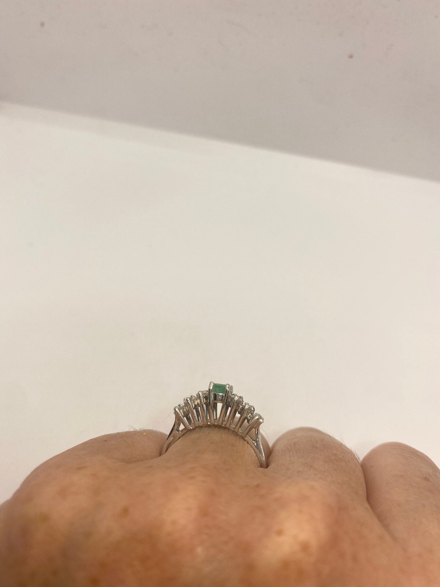 Vintage Handmade Genuine Green Emerald Setting 925 Sterling Silver Gothic Ring