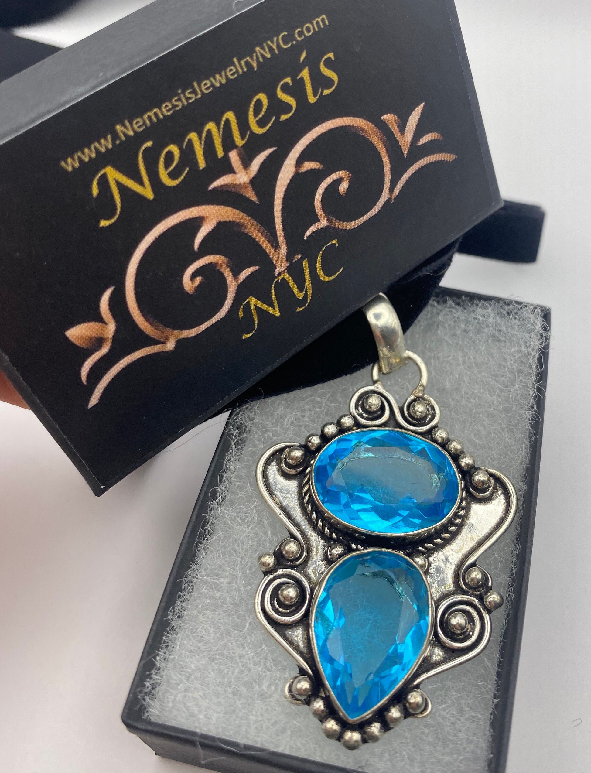Vintage Blue Aqua Glass Choker Silver Finished Necklace