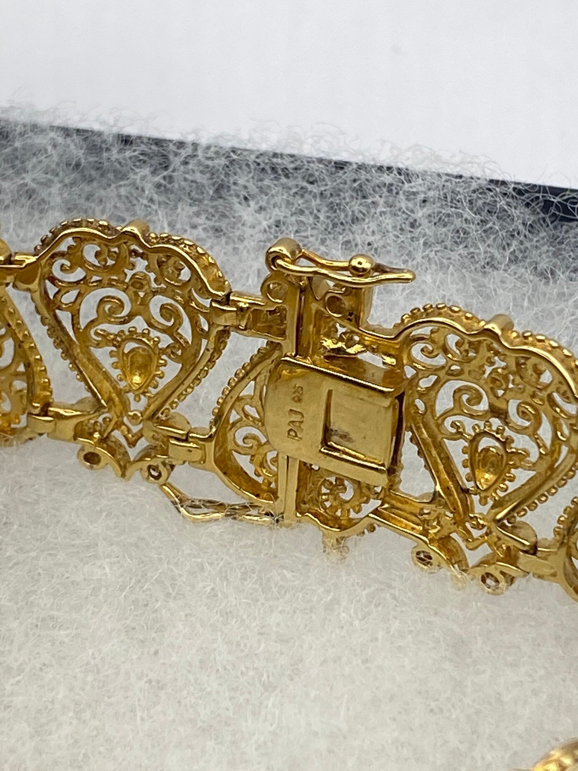 Vintage Gold Filigree Tennis Bracelet in 925 Sterling Silver