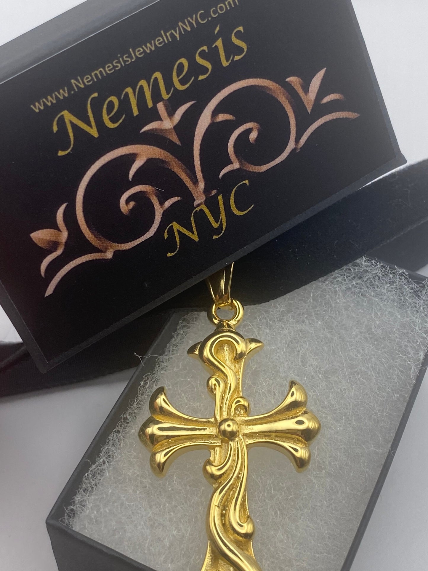 vintage Celtic Gold Stainless Steel Cross pendant necklace