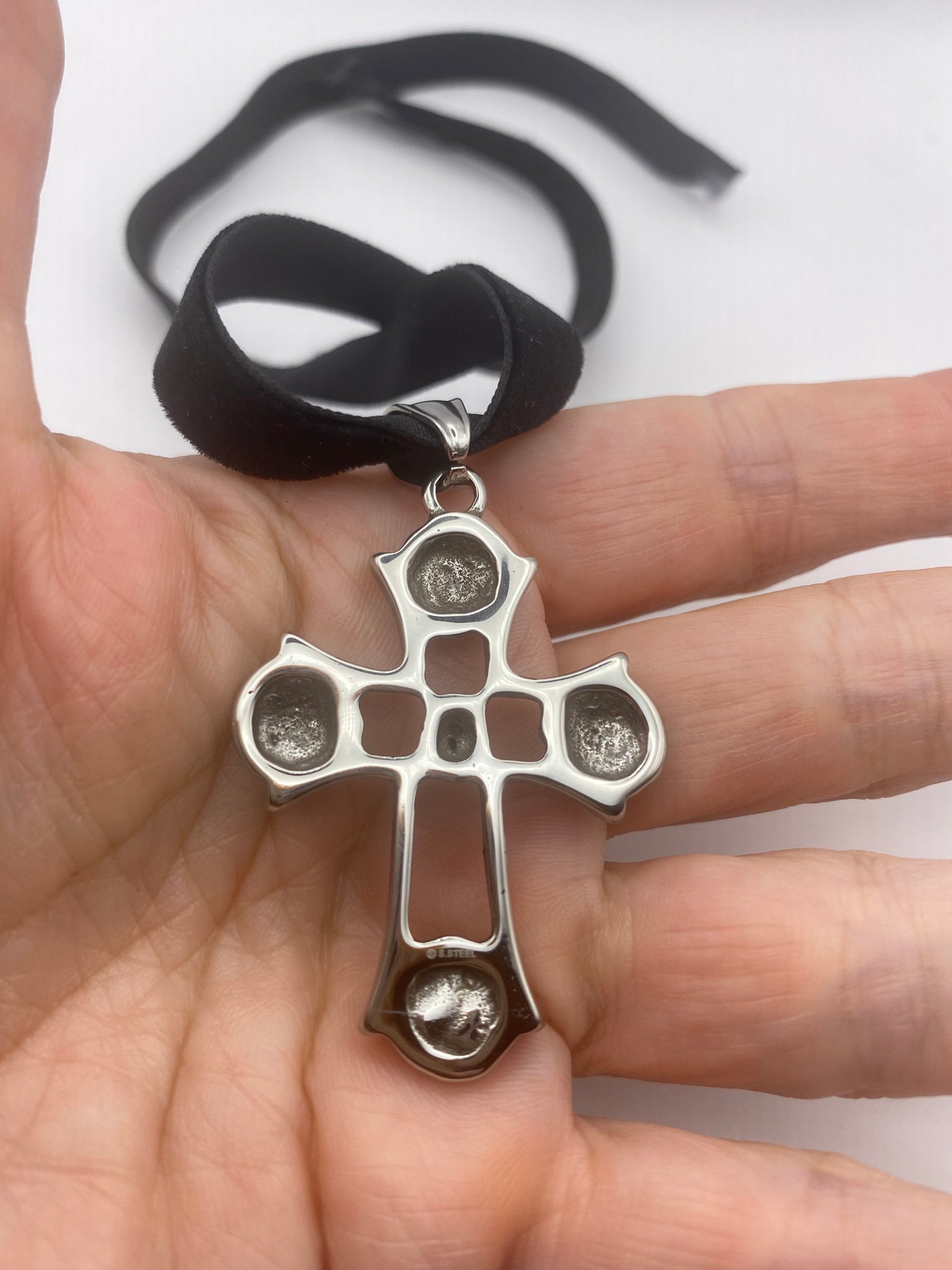 vintage Celtic Skull Silver Stainless Steel Cross pendant necklace