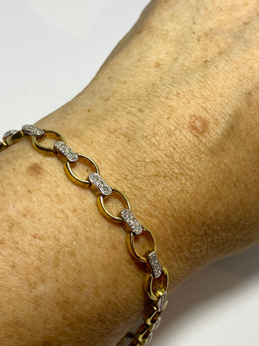 Vintage Diamond Bracelet Deco Gold 925 Sterling Silver