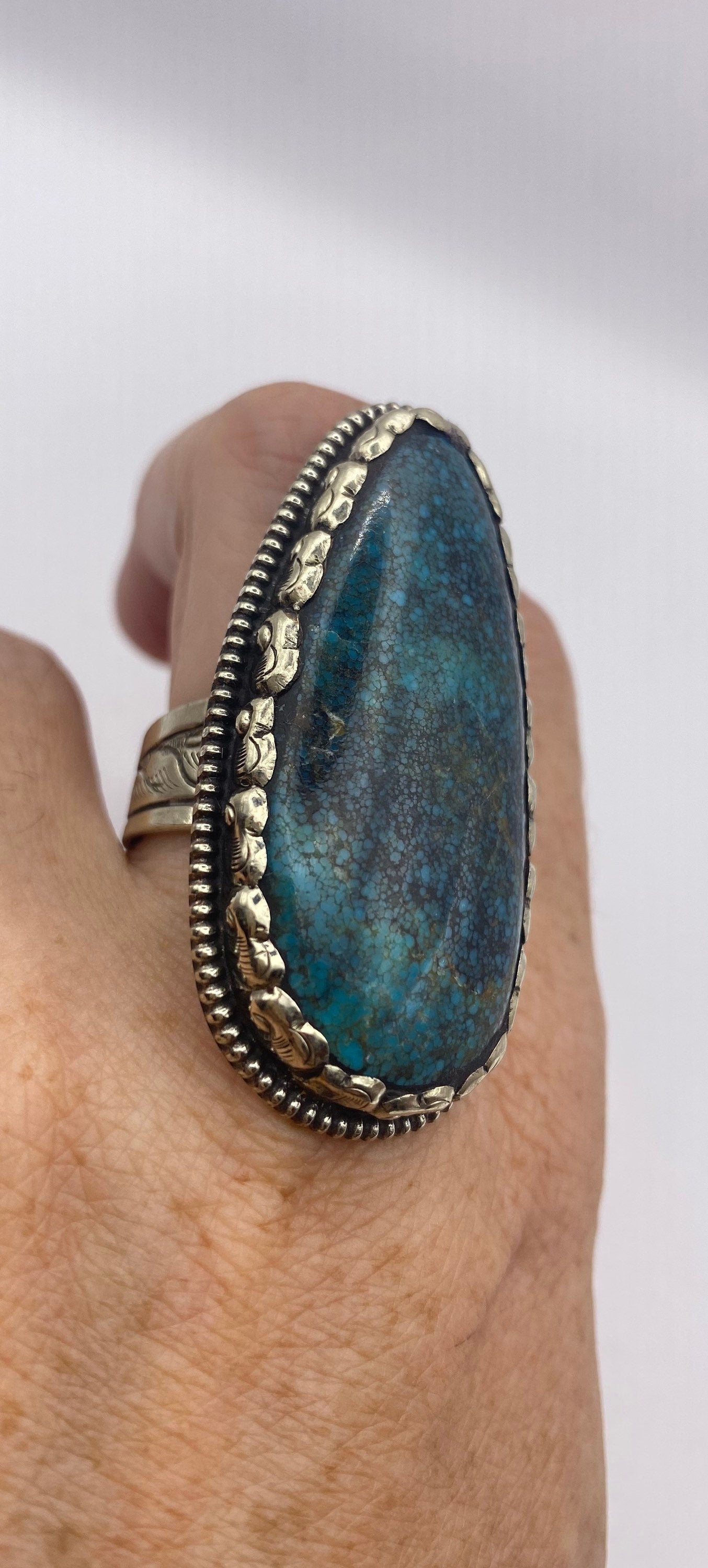 Vintage Blue Genuine Tibetan Turquoise Ring Adjustable