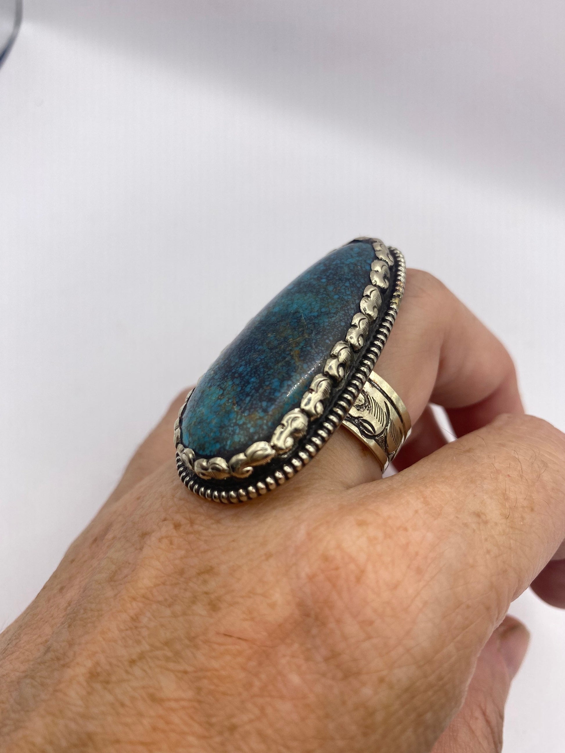 Vintage Blue Genuine Tibetan Turquoise Ring Adjustable