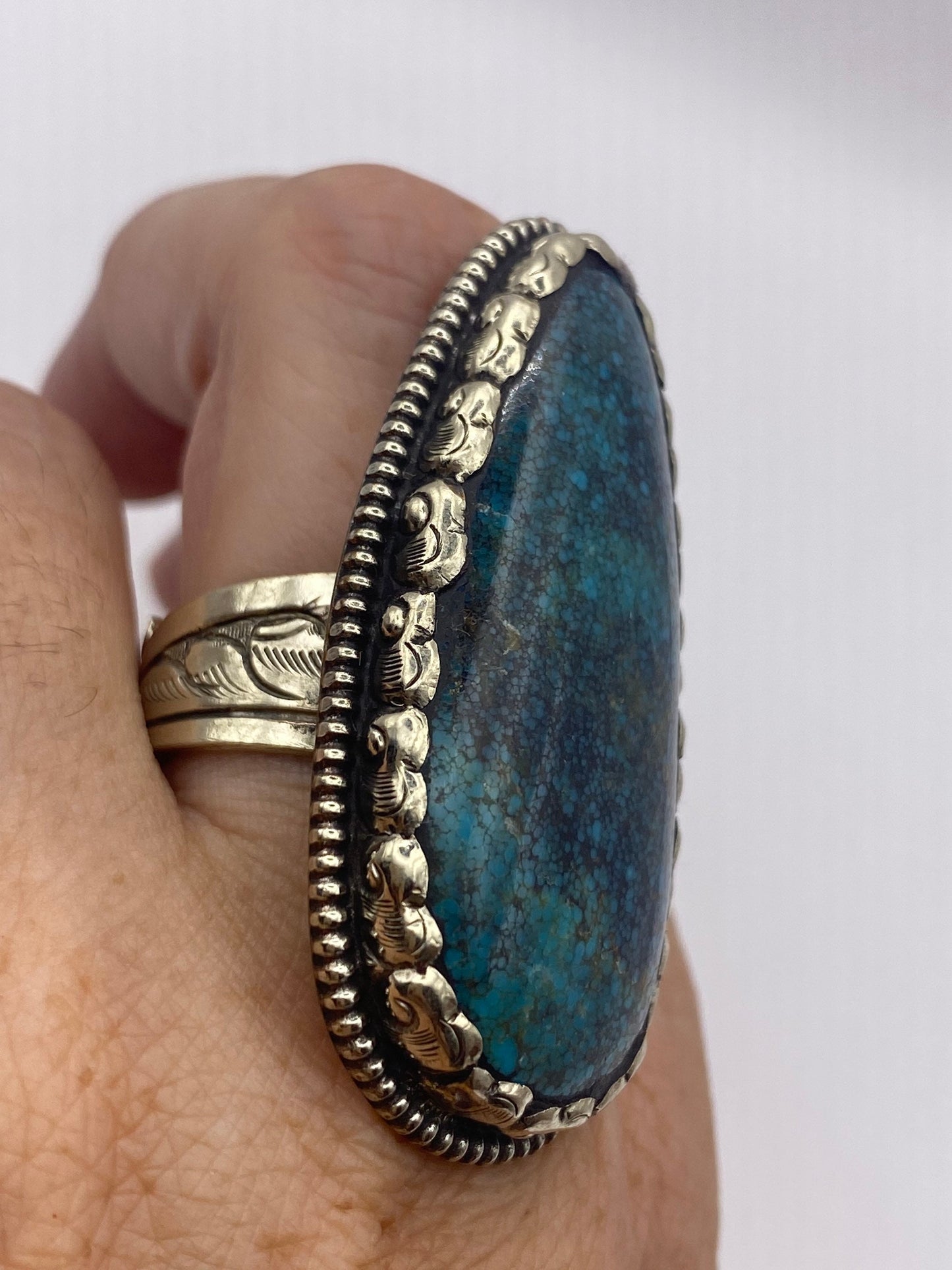 Vintage Blue Genuine Tibetan Turquoise Ring Adjustable