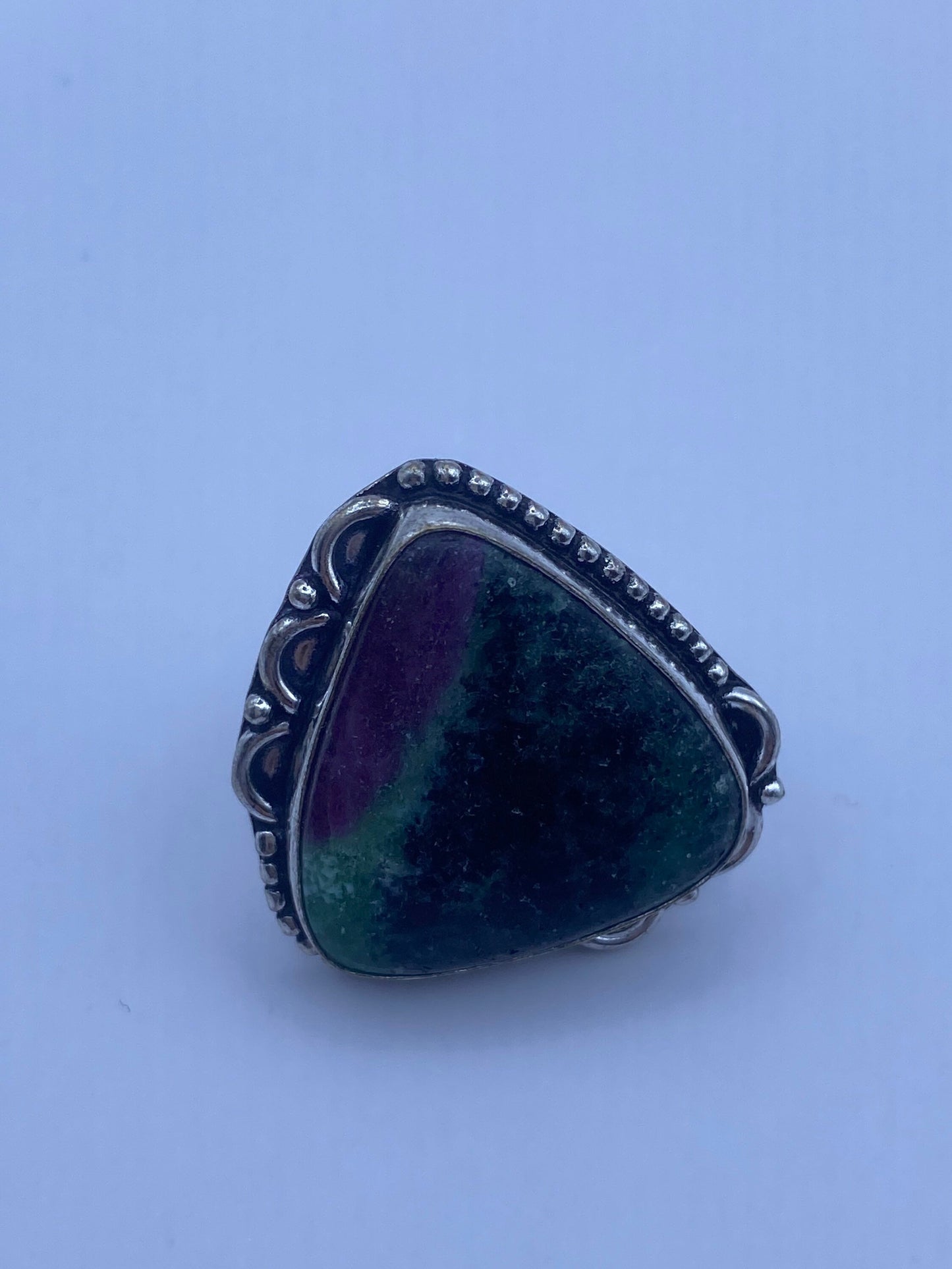 Vintage Handmade Raw Pink Ruby Zoisite Silver Gothic Ring