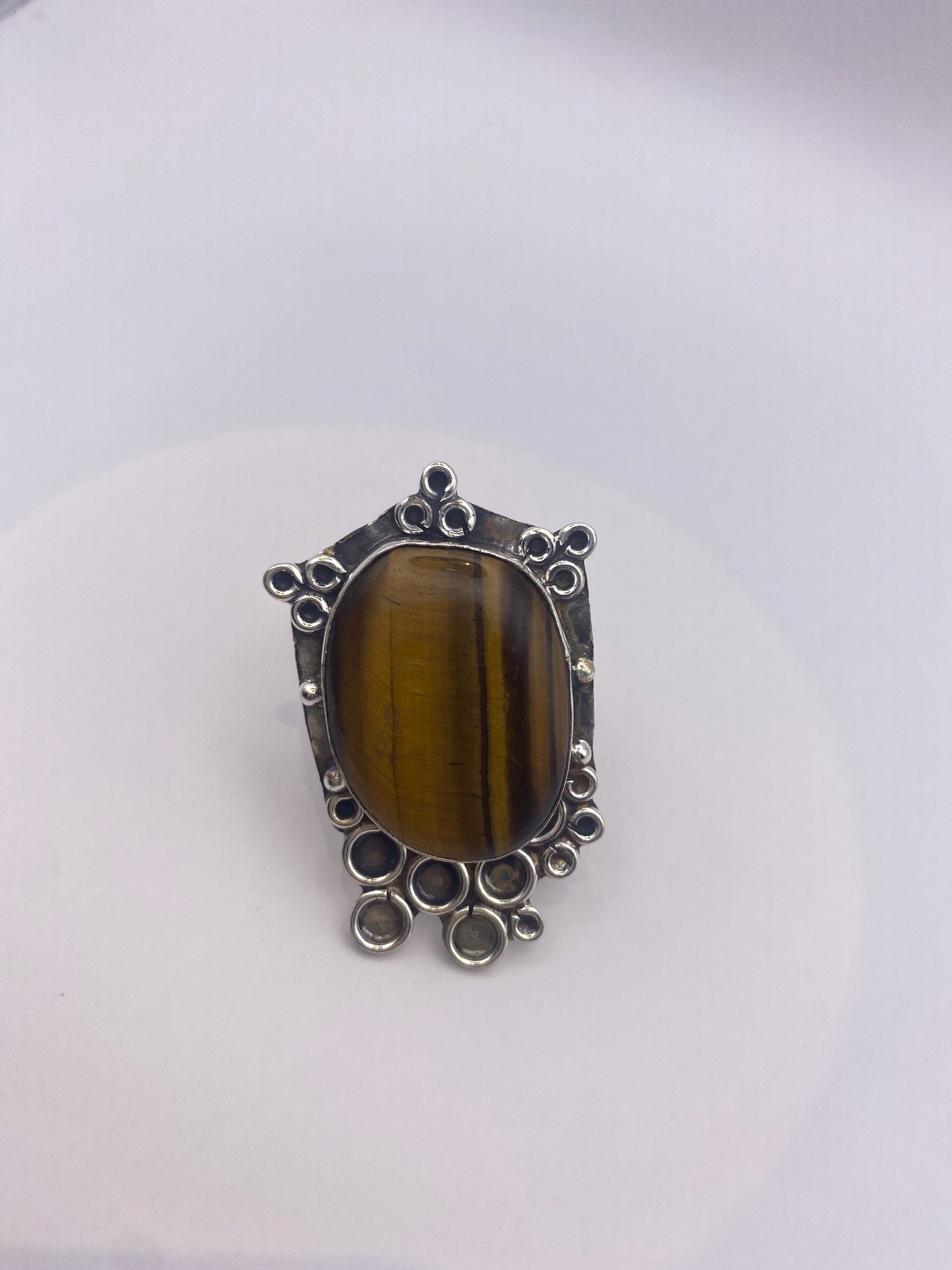 Vintage Tigers Eye Stone Silver Ring