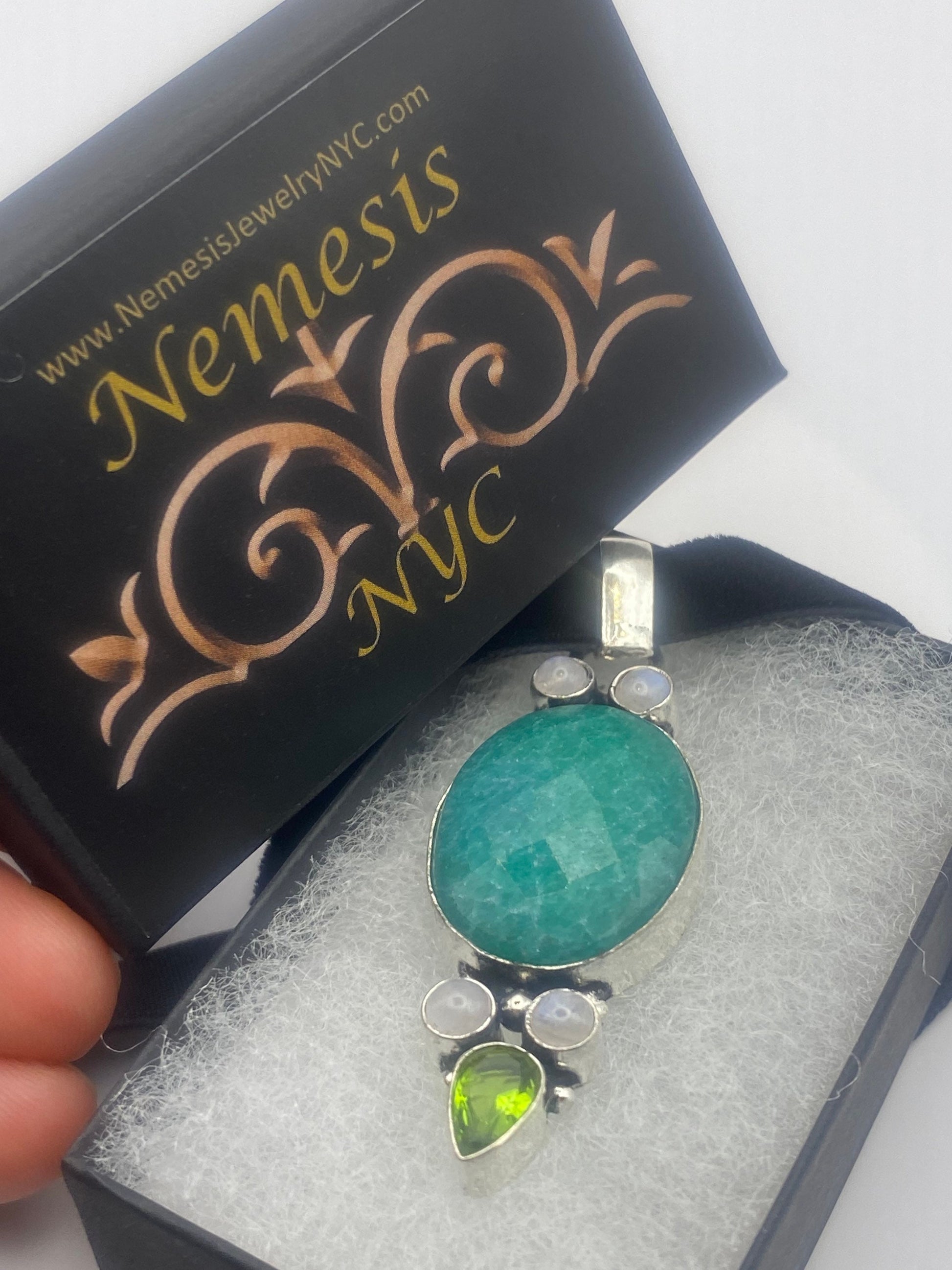 Vintage Green Raw Emerald Crystal Black Velvet Choker Pendant