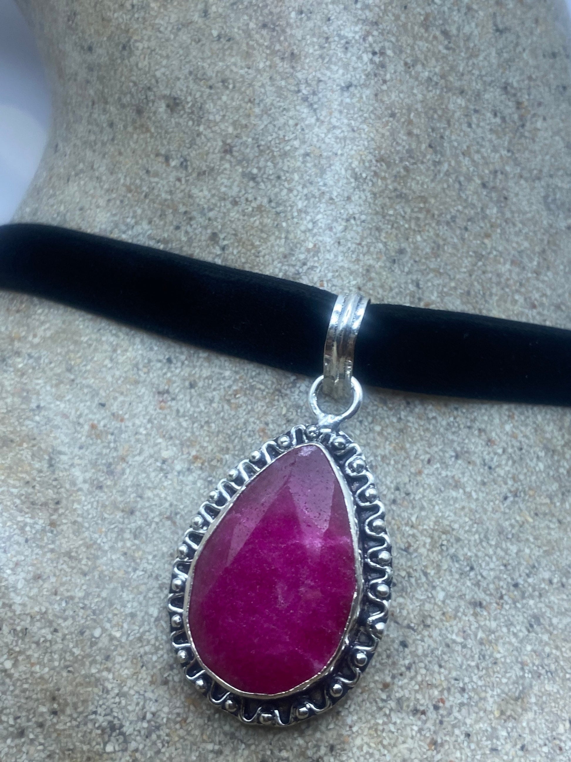 Vintage Antique Pink Raw Ruby Choker Necklace