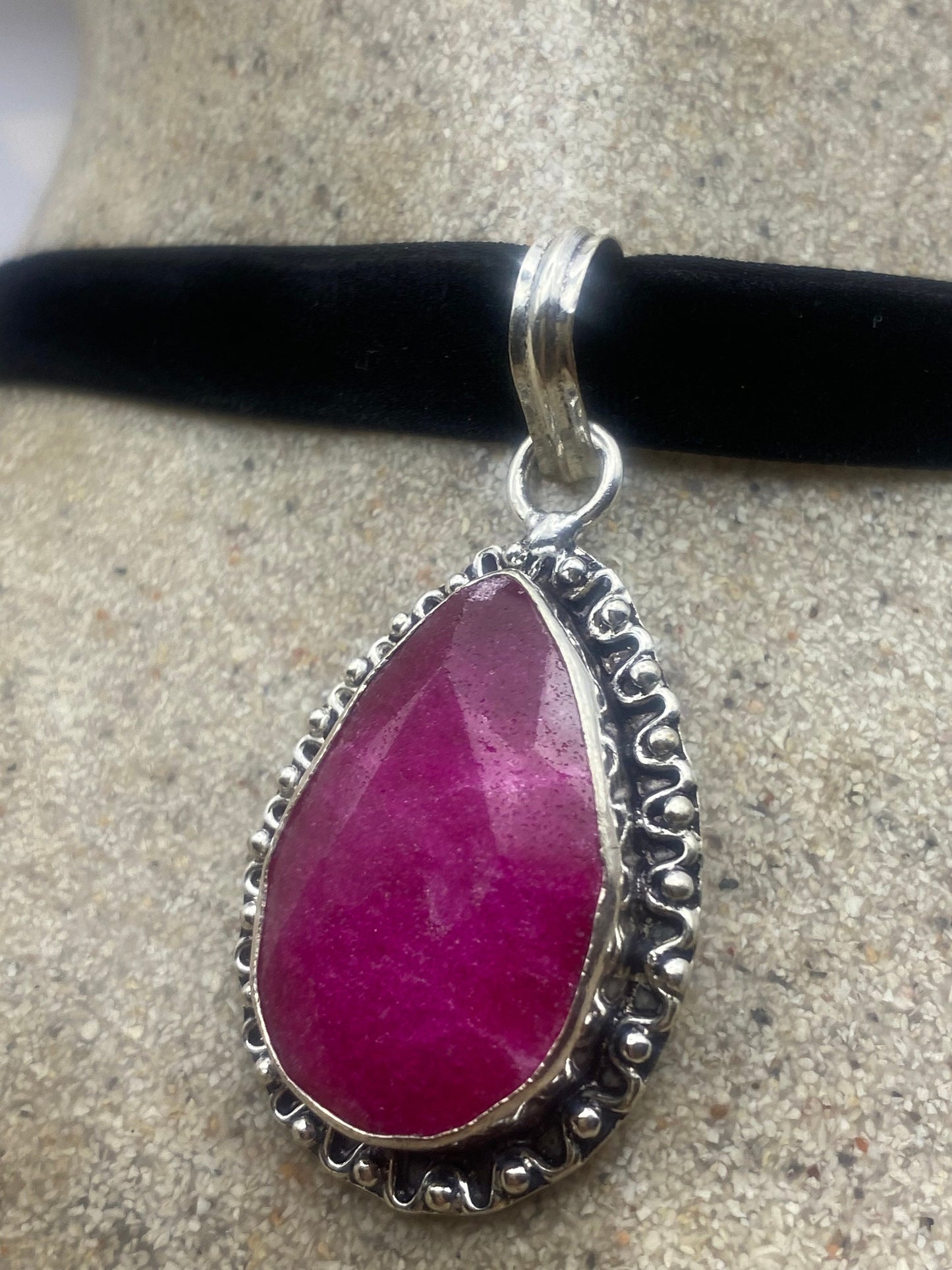 Vintage Antique Pink Raw Ruby Choker Necklace