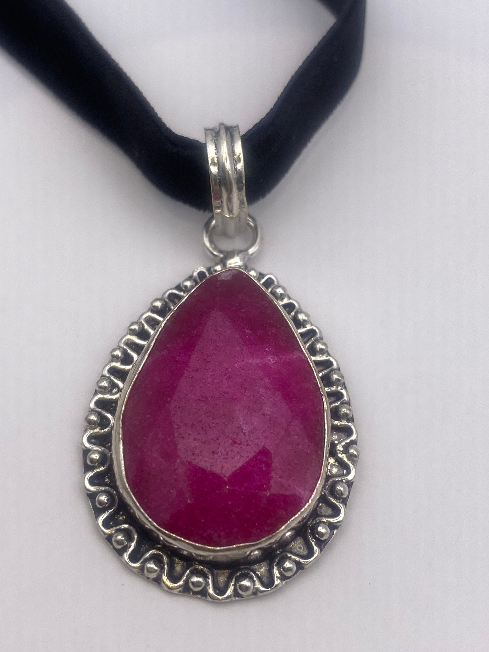 Vintage Antique Pink Raw Ruby Choker Necklace
